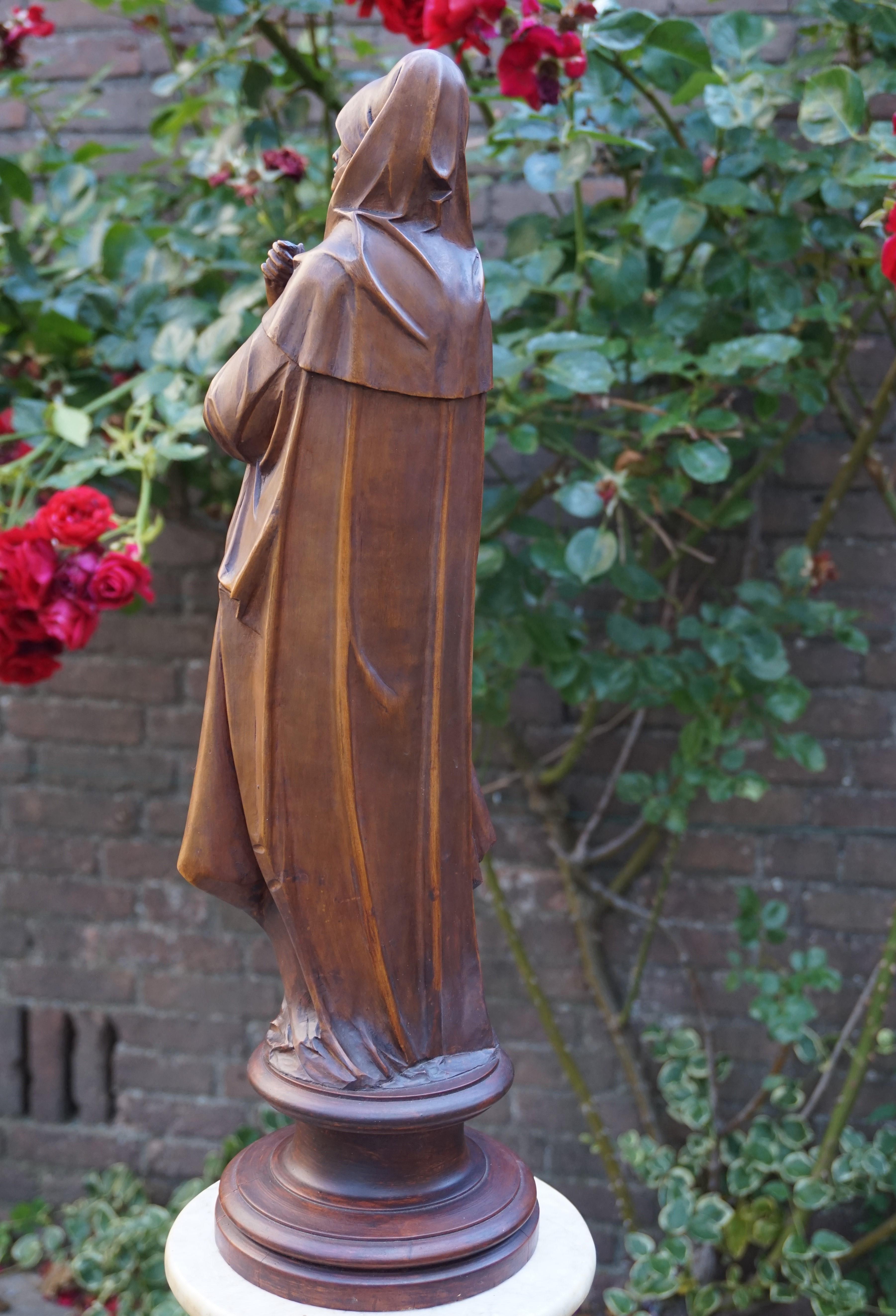 European Hand Carved Antique Wooden Statuette / Sculpture of Saint Teresa of Avila/ Jesus