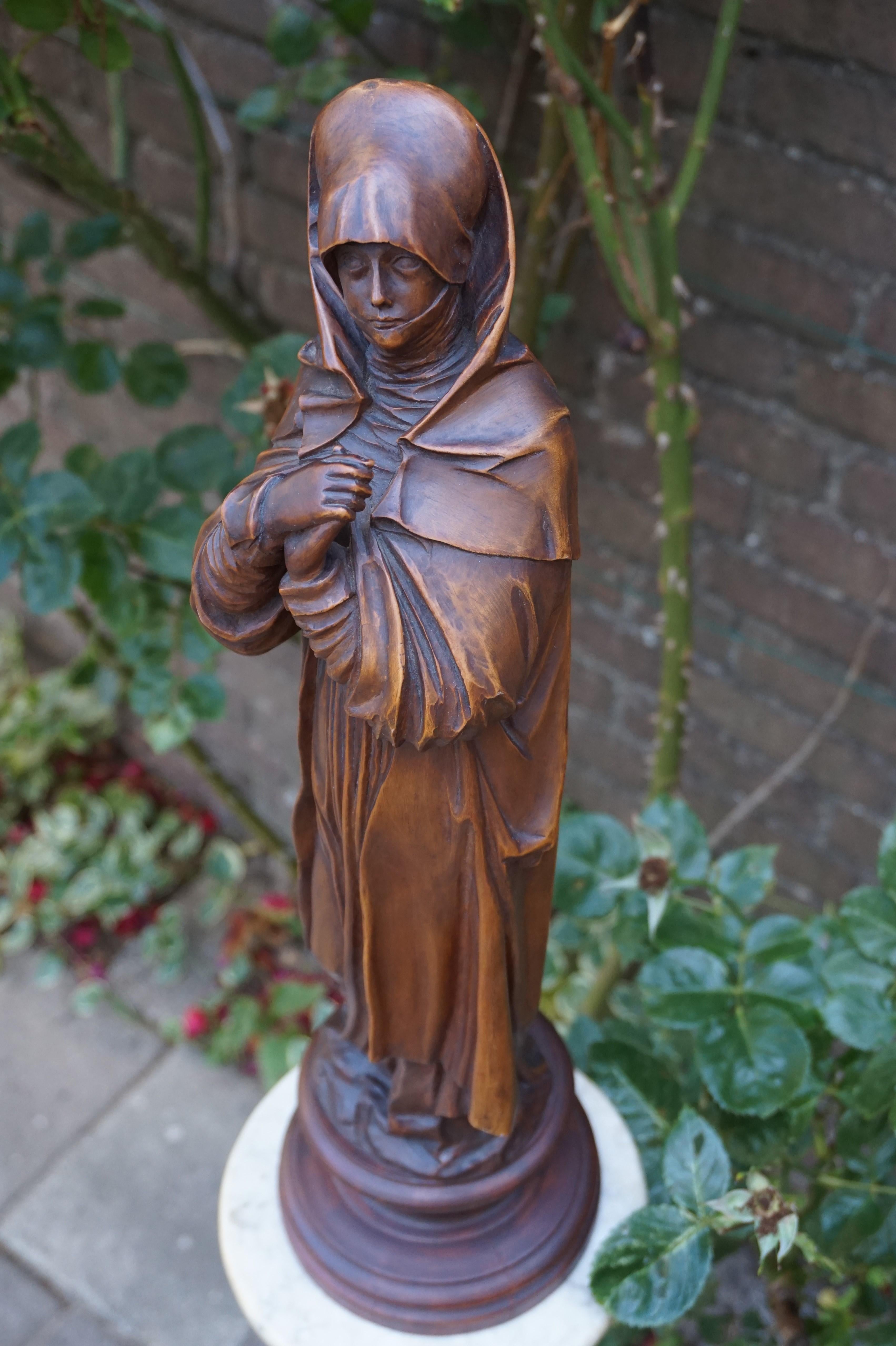 Hand Carved Antique Wooden Statuette / Sculpture of Saint Teresa of Avila/ Jesus 1