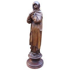 Hand Carved Antique Wooden Statuette / Sculpture of Saint Teresa of Avila/ Jesus