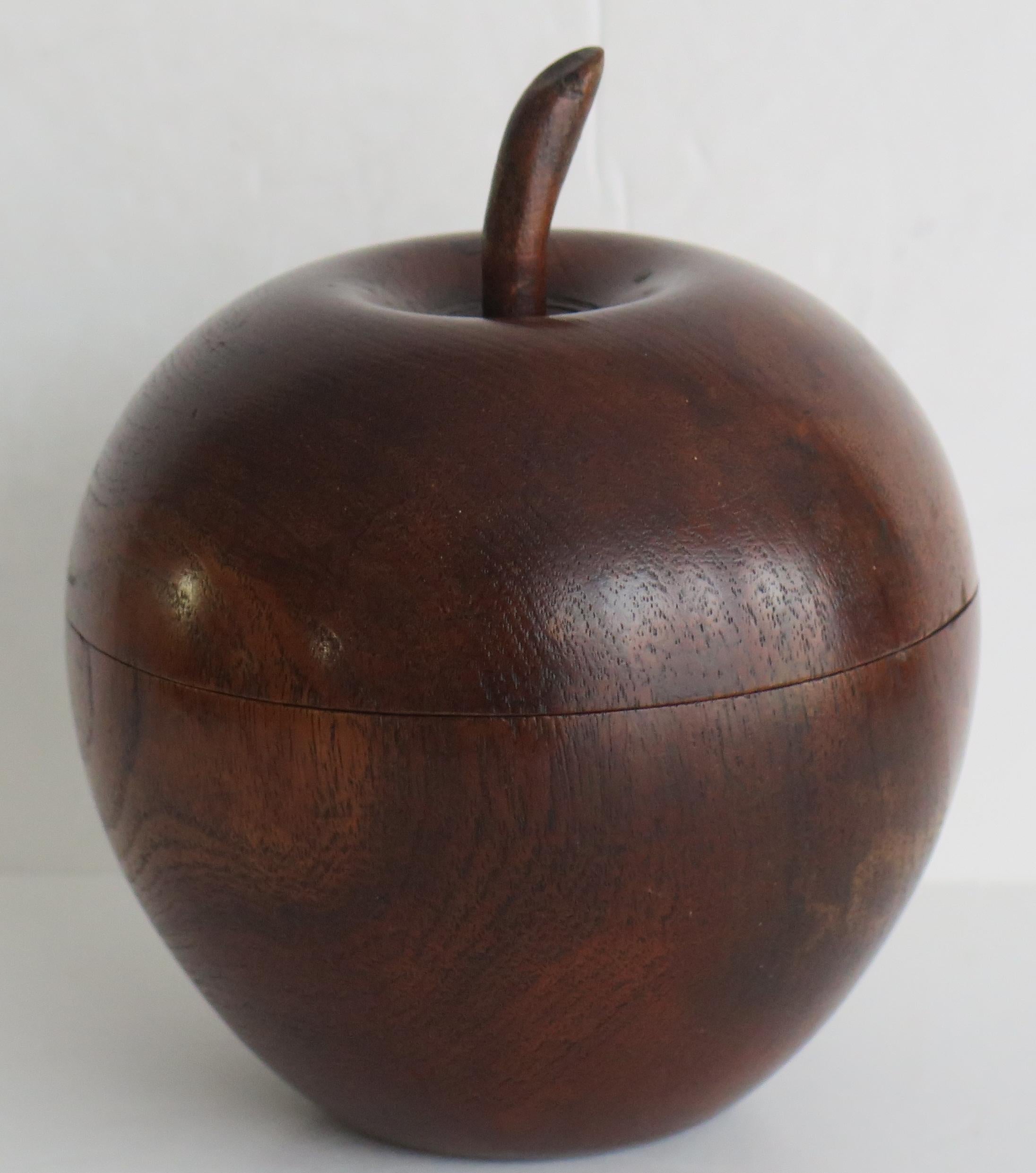 Folk Art Hand Carved Apple Box or Tea Caddy in Fruitwood, Circa 1940