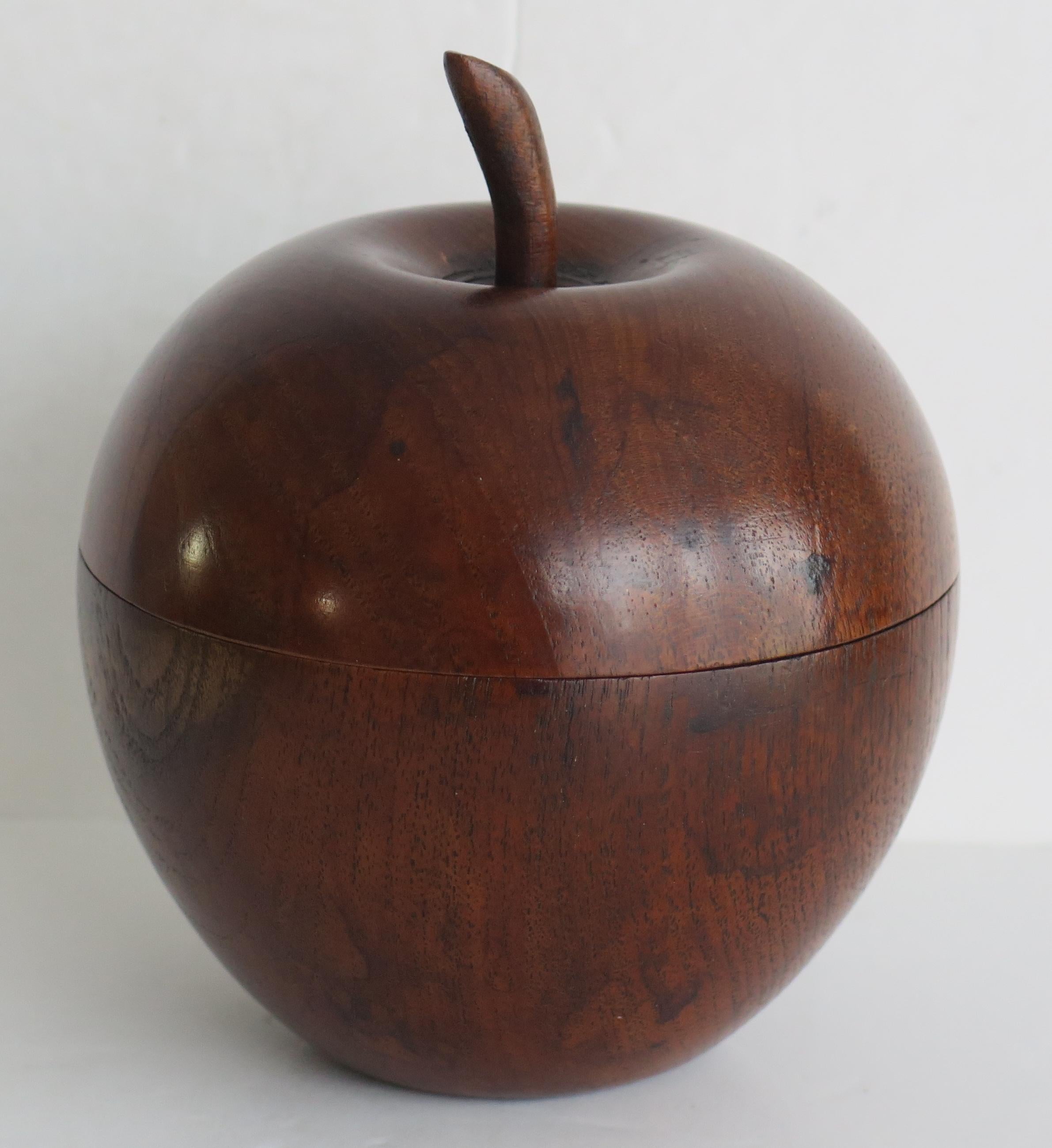 Hand-Carved Hand Carved Apple Box or Tea Caddy in Fruitwood, Circa 1940