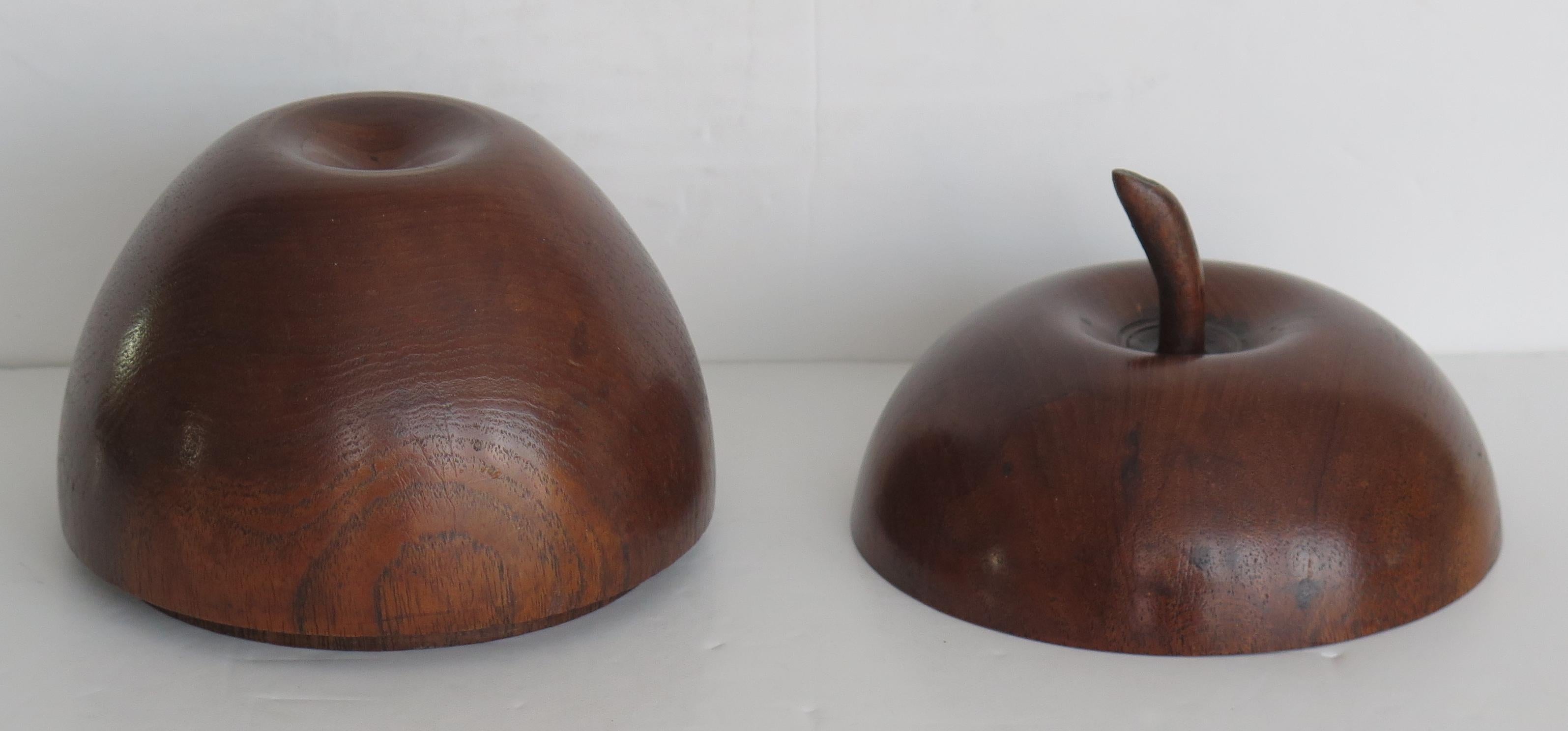 Hand Carved Apple Box or Tea Caddy in Fruitwood, Circa 1940 2