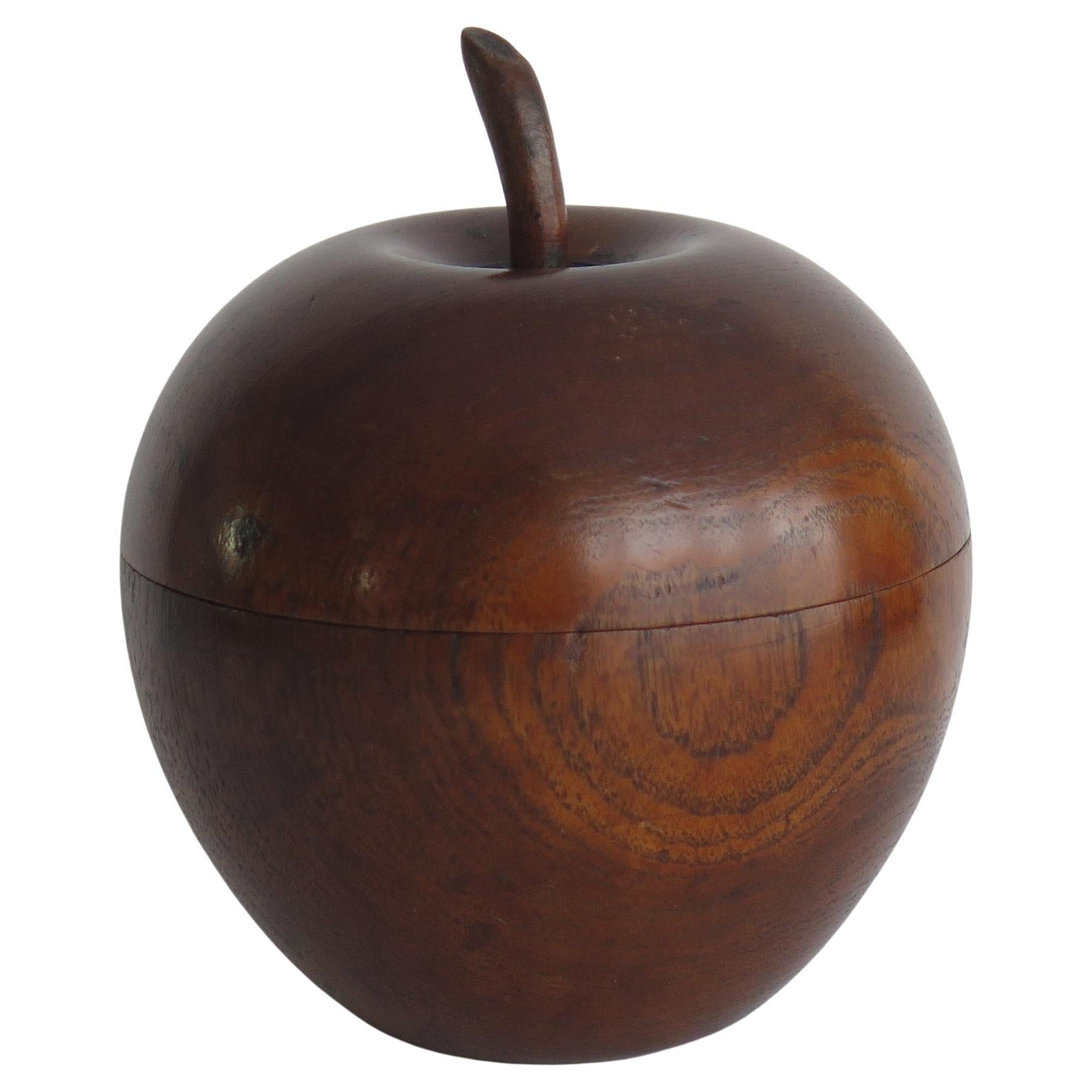 Hand Carved Apple Box or Tea Caddy in Fruitwood, Circa 1940