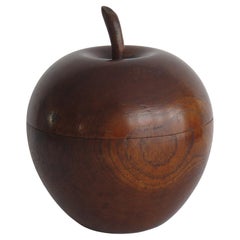 Retro Hand Carved Apple Box or Tea Caddy in Fruitwood, Circa 1940