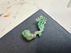Hand-Carved Apple Green Jadeite Cherry Blossom Pendant, 7.98 Carats
