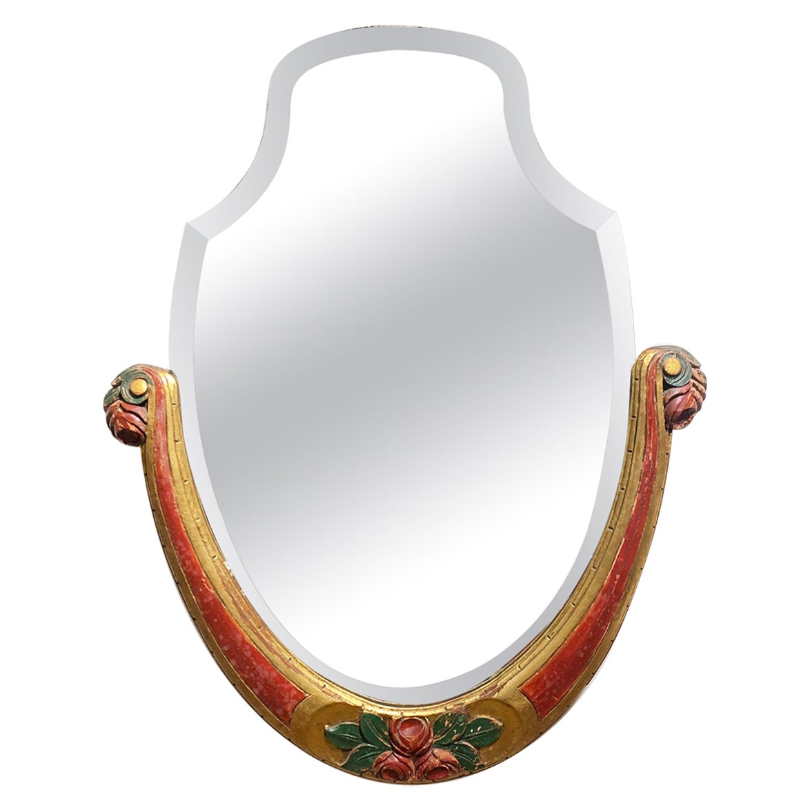 Specchio in legno e smussato Art Carved intagliato a mano in stile liberty in vendita