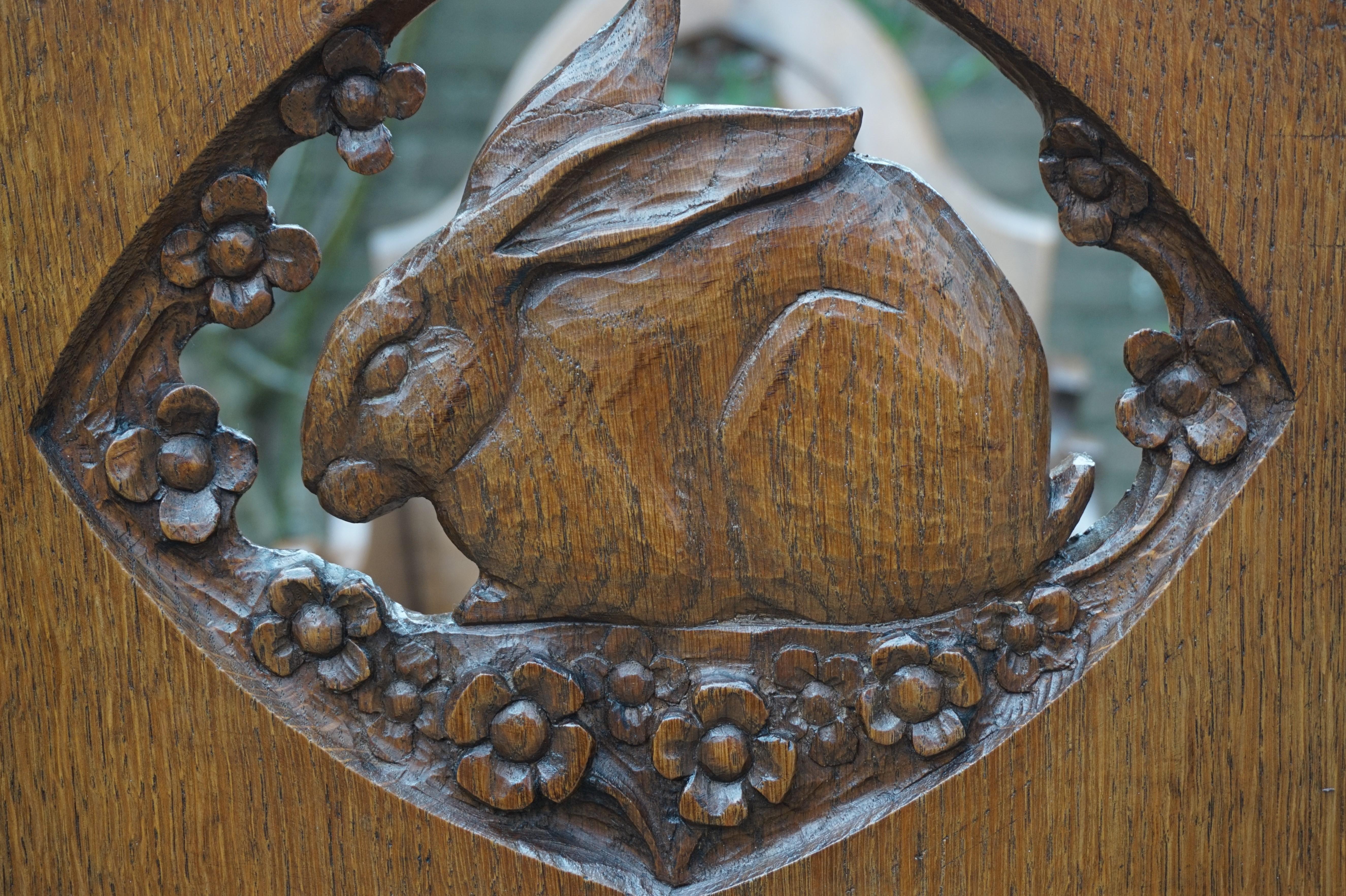 Lit/berceau pour bébé ou poupée Arts & Crafts sculpté à la main avec écureuil, lapin et moisson 7