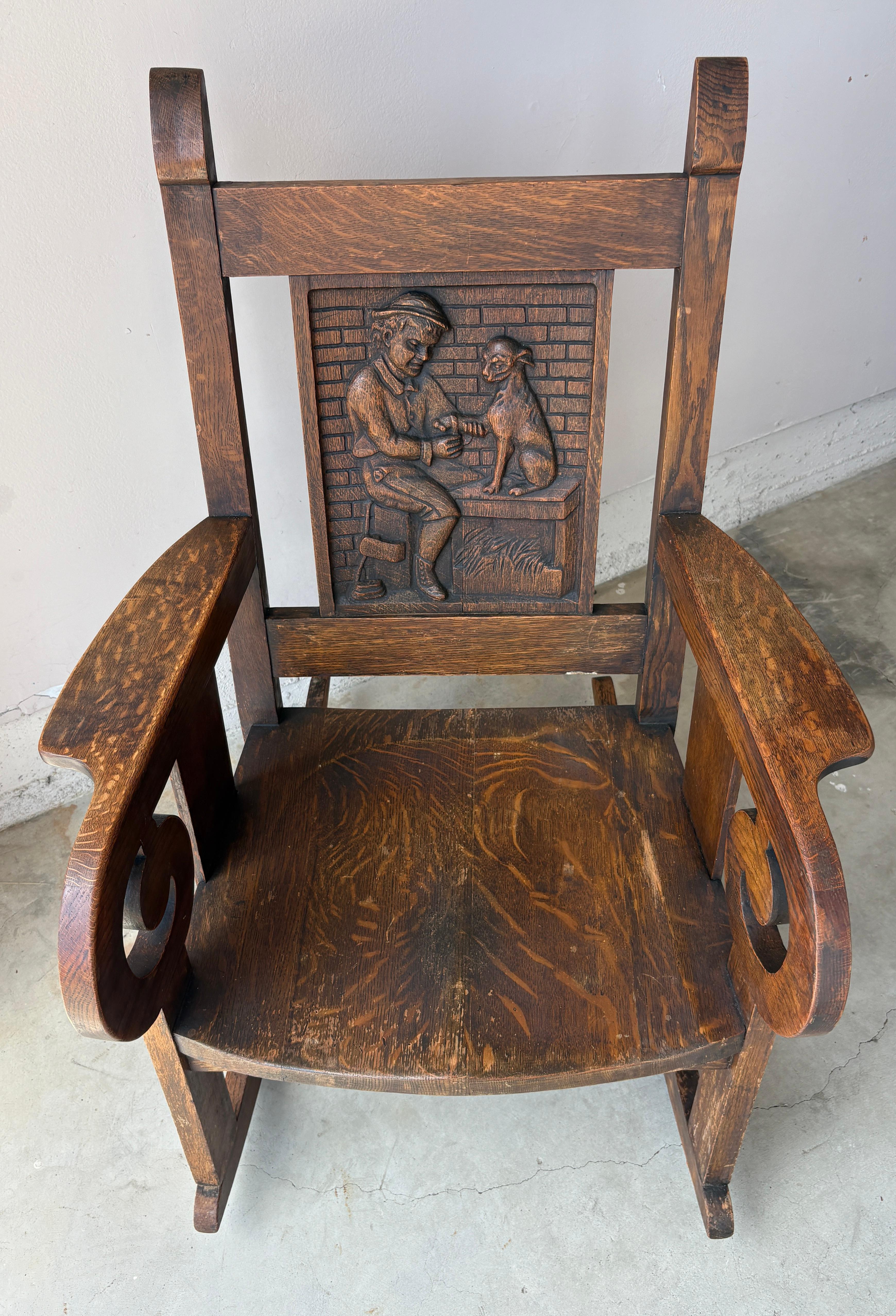 Adirondack Chaise à bascule pour chiens et vétérinaires, sculptée à la main, Art Carved en vente