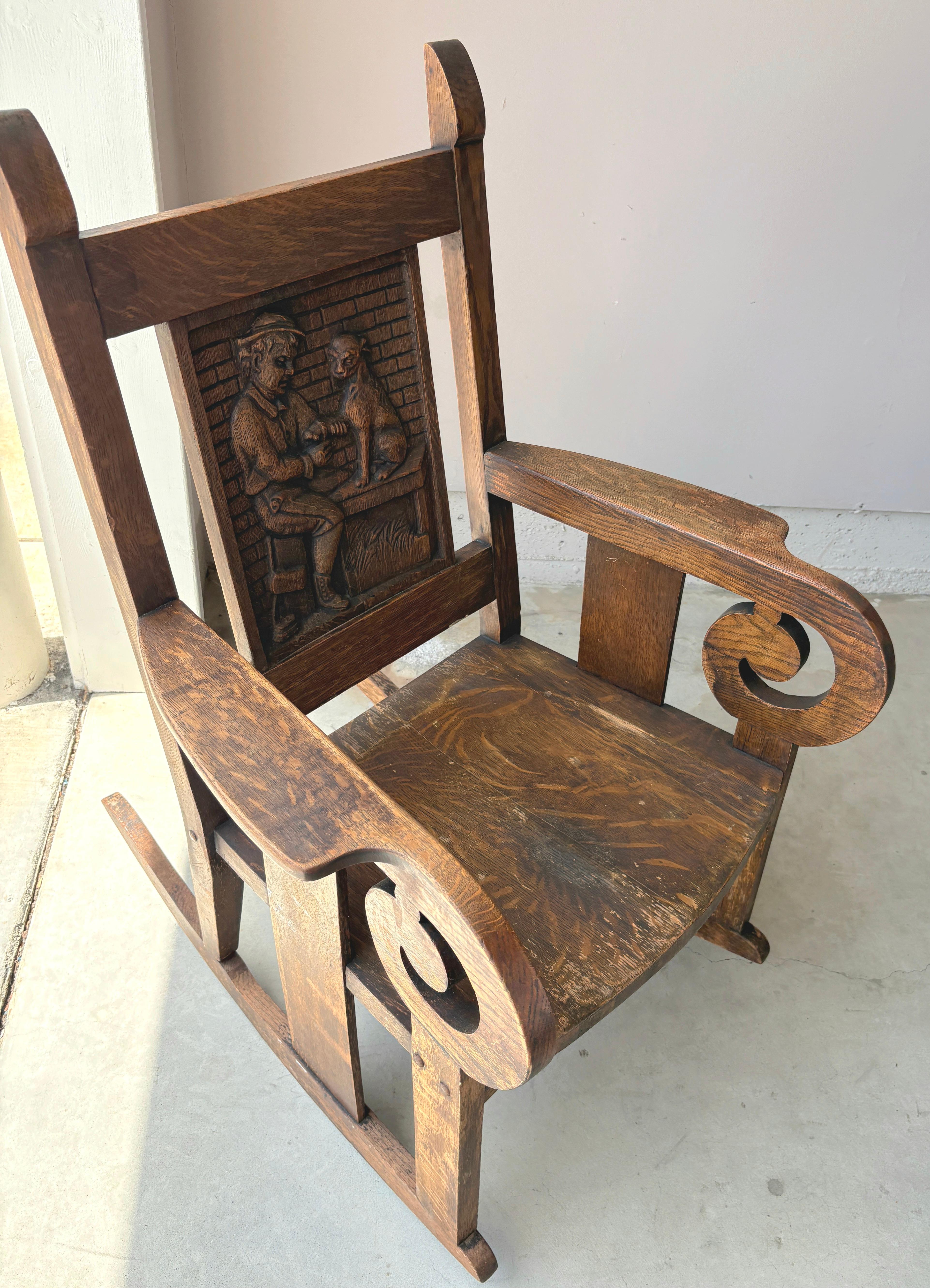 20ième siècle Chaise à bascule pour chiens et vétérinaires, sculptée à la main, Art Carved en vente