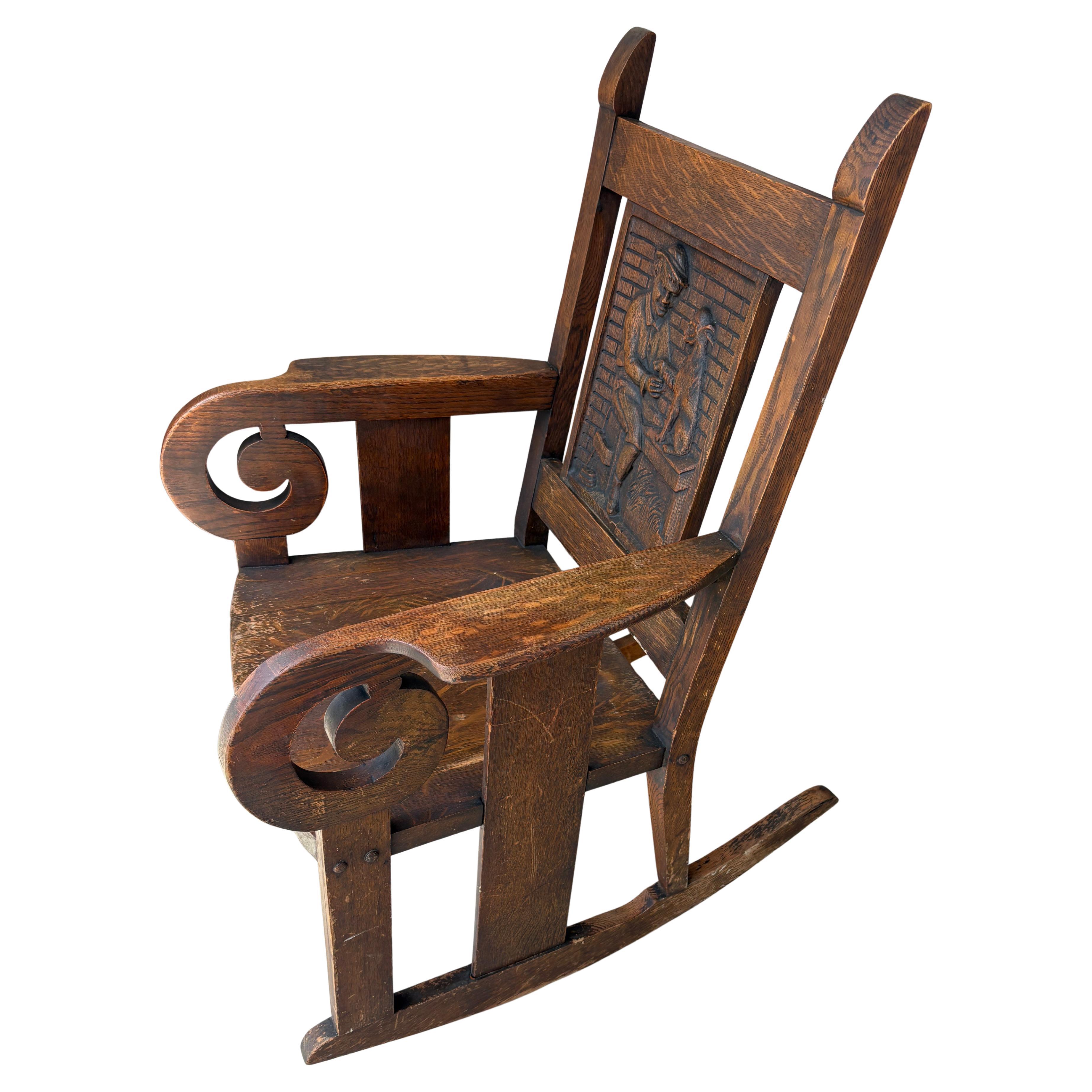 Chaise à bascule pour chiens et vétérinaires, sculptée à la main, Art Carved