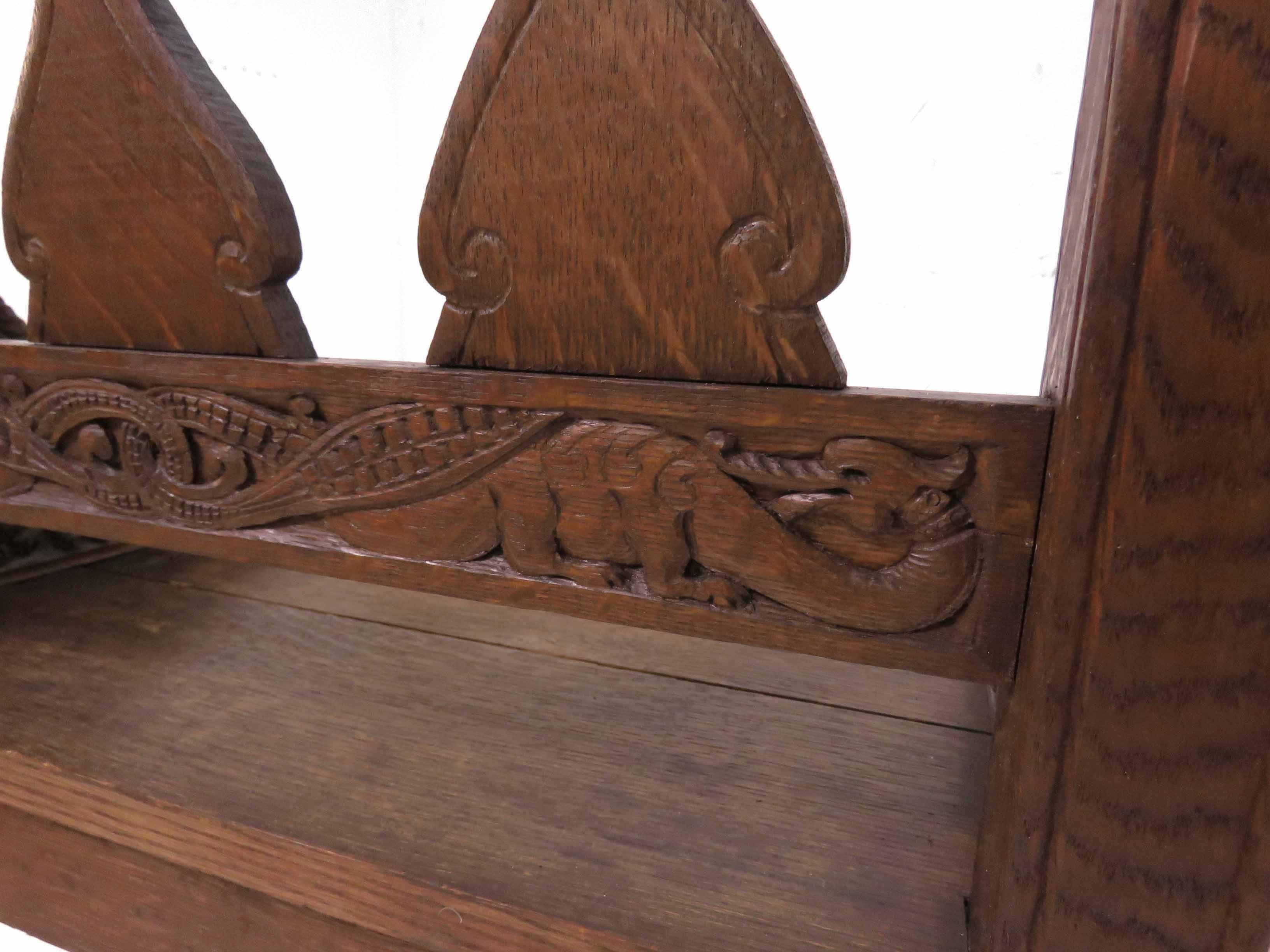 Hand-Carved Hand Carved Arts & Crafts Gothic Revival Chair Signed and Dated 1903