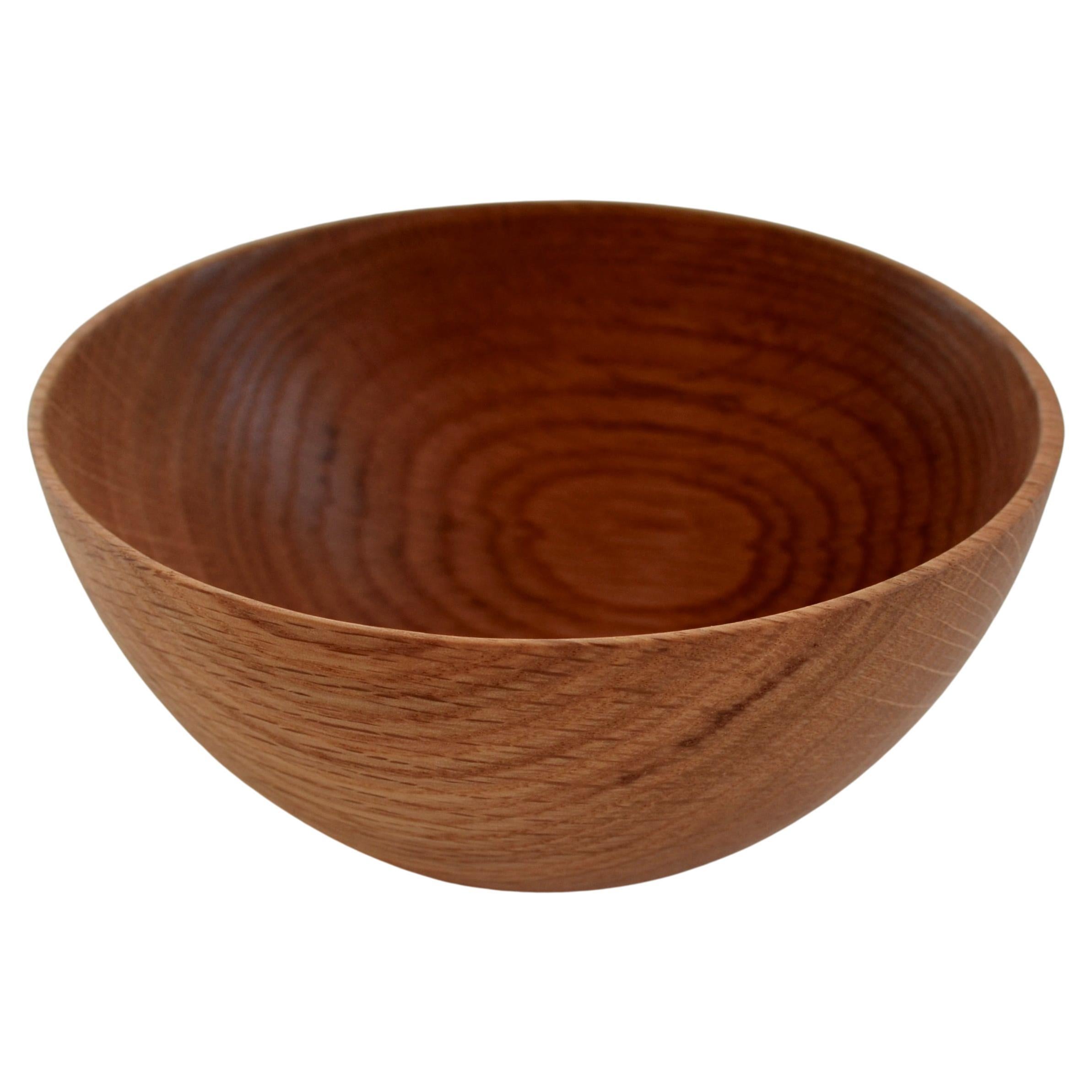 Hand-Carved Red Oak Wood Bowl For Sale