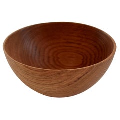 Hand-Carved Red Oak Wood Bowl