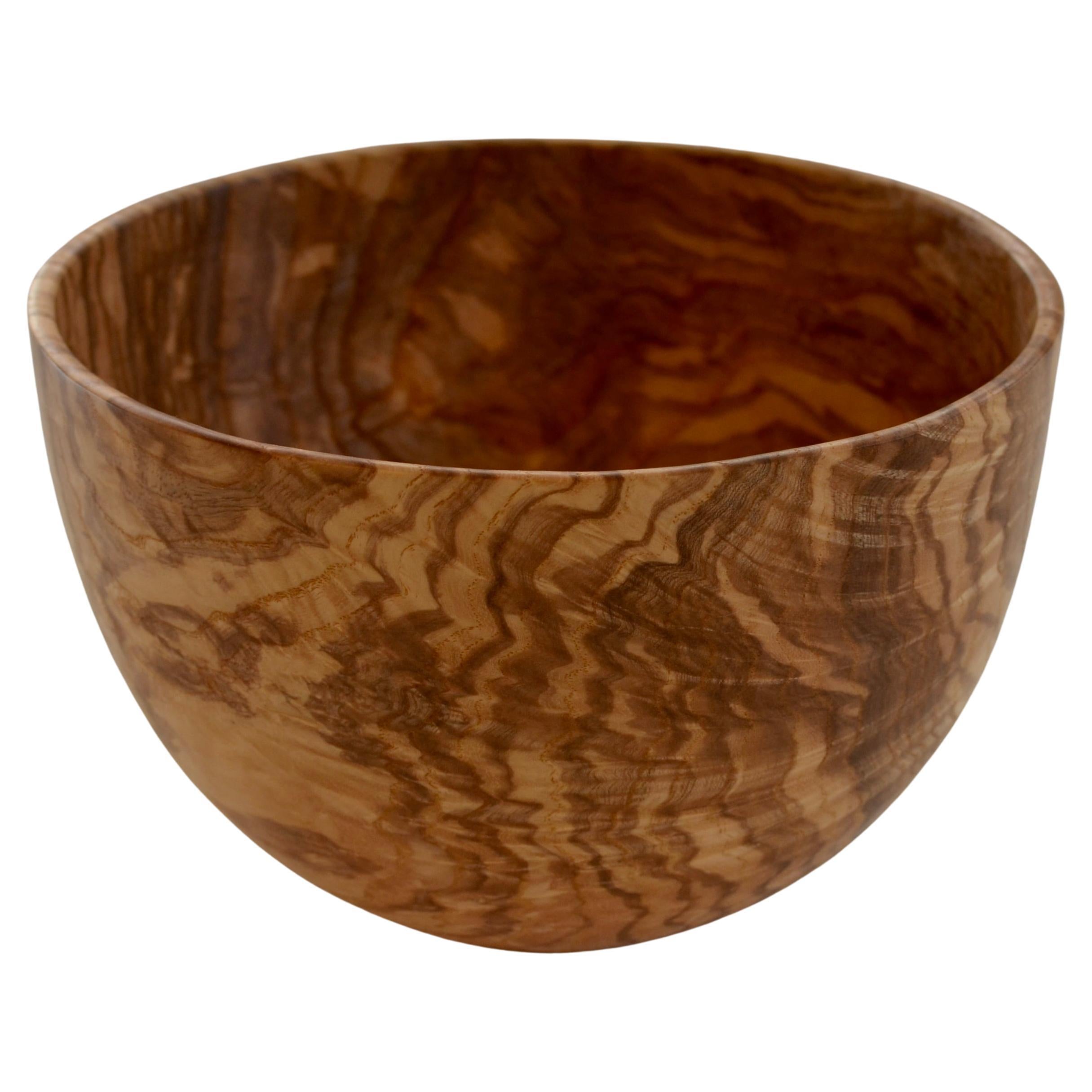 Hand-Carved Ash Wood Bowl For Sale