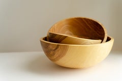 Hand Carved Ash wood Nesting Bowl Set