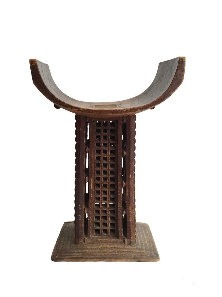 Ahshanti stool from Africa. Carefully hand carved with beautiful detailing. 

According to legend the Asante Empire of Akan-speaking people on the Gold Coast, West Africa, was founded in the 17th century when a golden stool descended from heaven