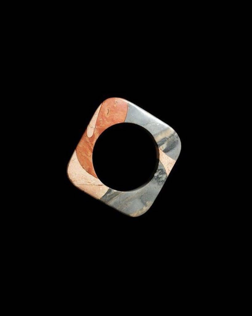 Modernist Hand-Carved Assorted Jasper Bangle Bracelet For Sale