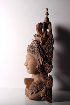 Hand Carved Balinese Rama and Seta Large Bust Crafted by Lasya, 1998