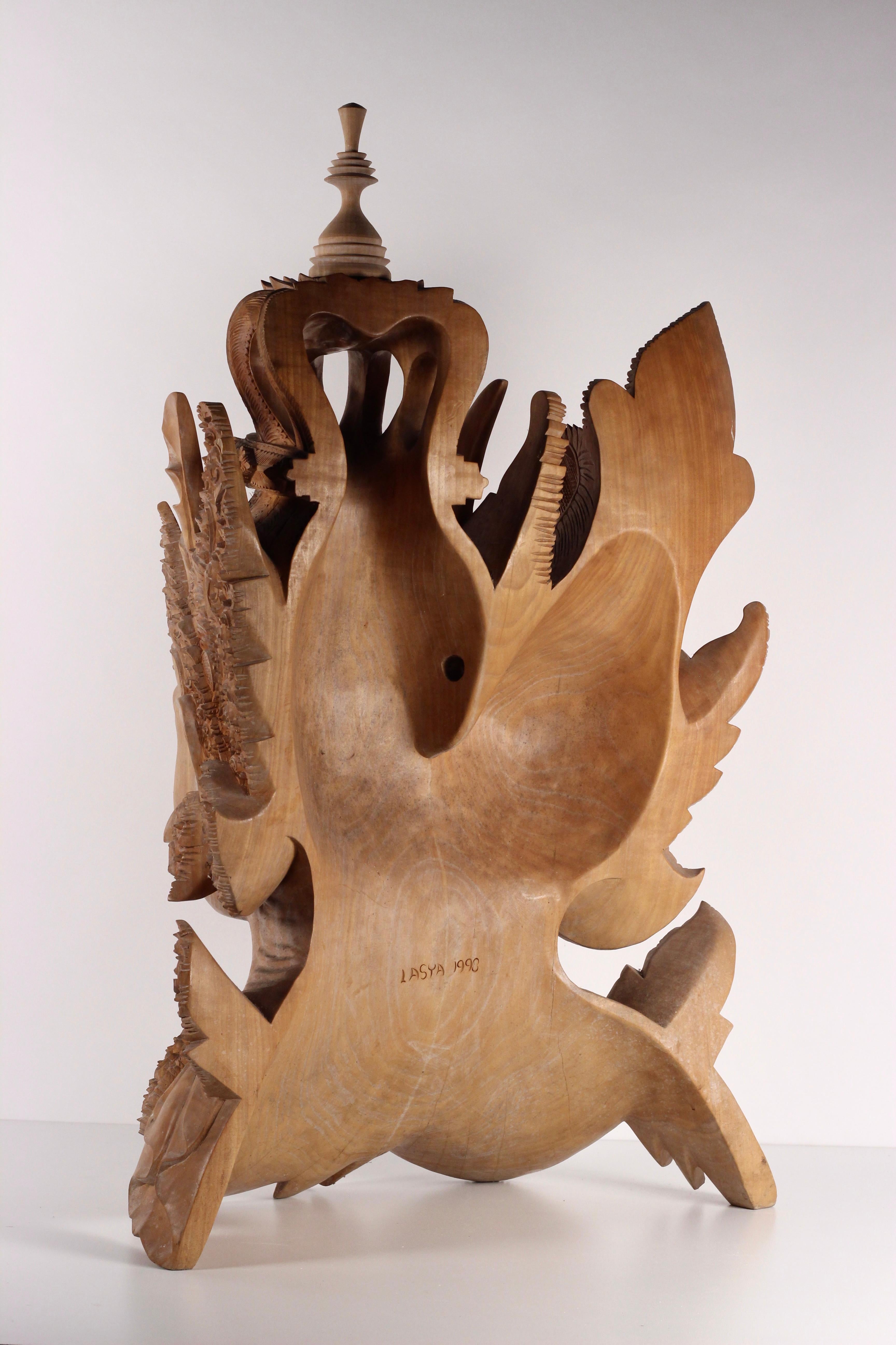 Sculpté à la main Grand buste balinais sculpté à la main Rama et Seta, fabriqué par Lasya, 1998