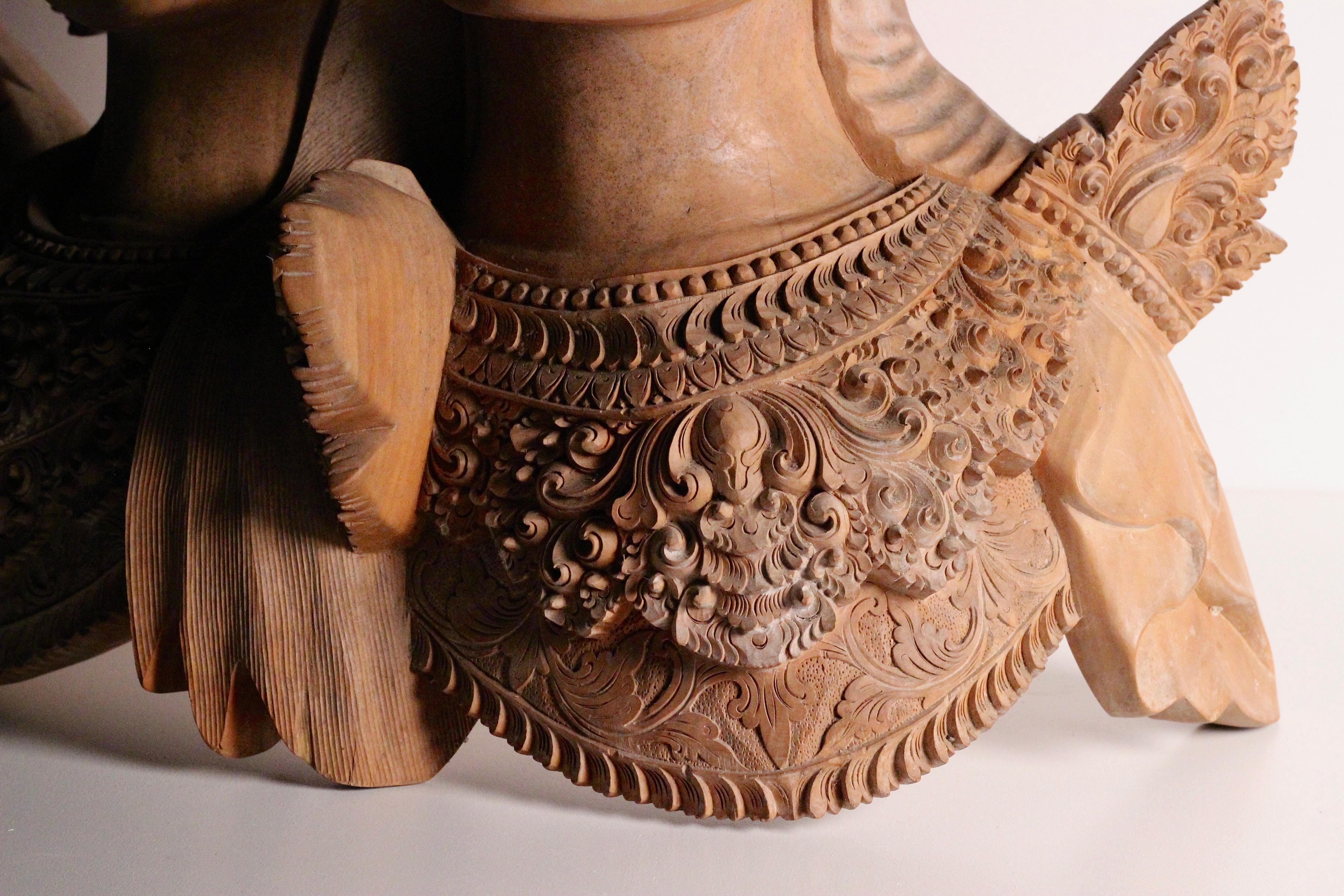 Grand buste balinais sculpté à la main Rama et Seta, fabriqué par Lasya, 1998 1