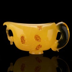 Hand-Carved Baltic Amber Teacup from Ukraine with Floral Design