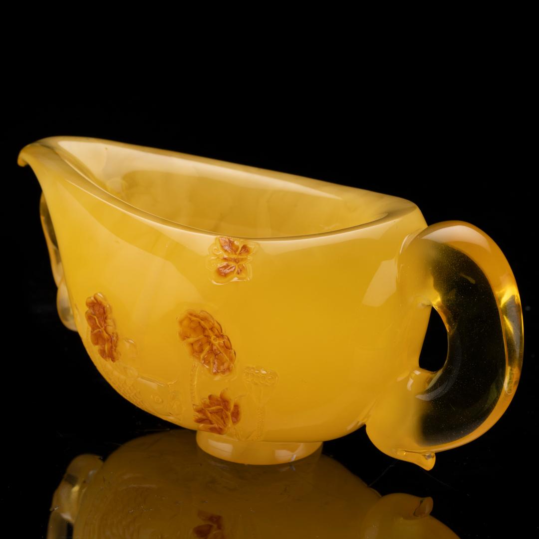 Ukrainian Hand-Carved Baltic Amber Teacup // 153 Grams For Sale