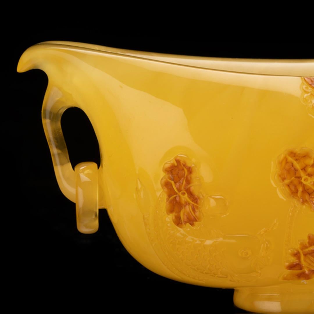 Hand-Carved Baltic Amber Teacup // 153 Grams For Sale 1