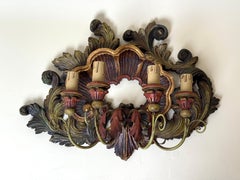 Scontrino da parete a quattro luci Baroque Revival intagliato a mano, New Old Stock