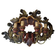 Scontrino da parete a quattro luci Baroque Revival intagliato a mano, New Old Stock