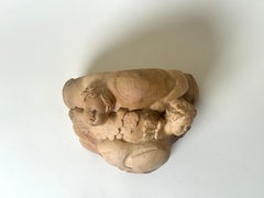 Hand-Carved Baroque Style Linden Wood Angel Wall Shelf Console, circa 1980