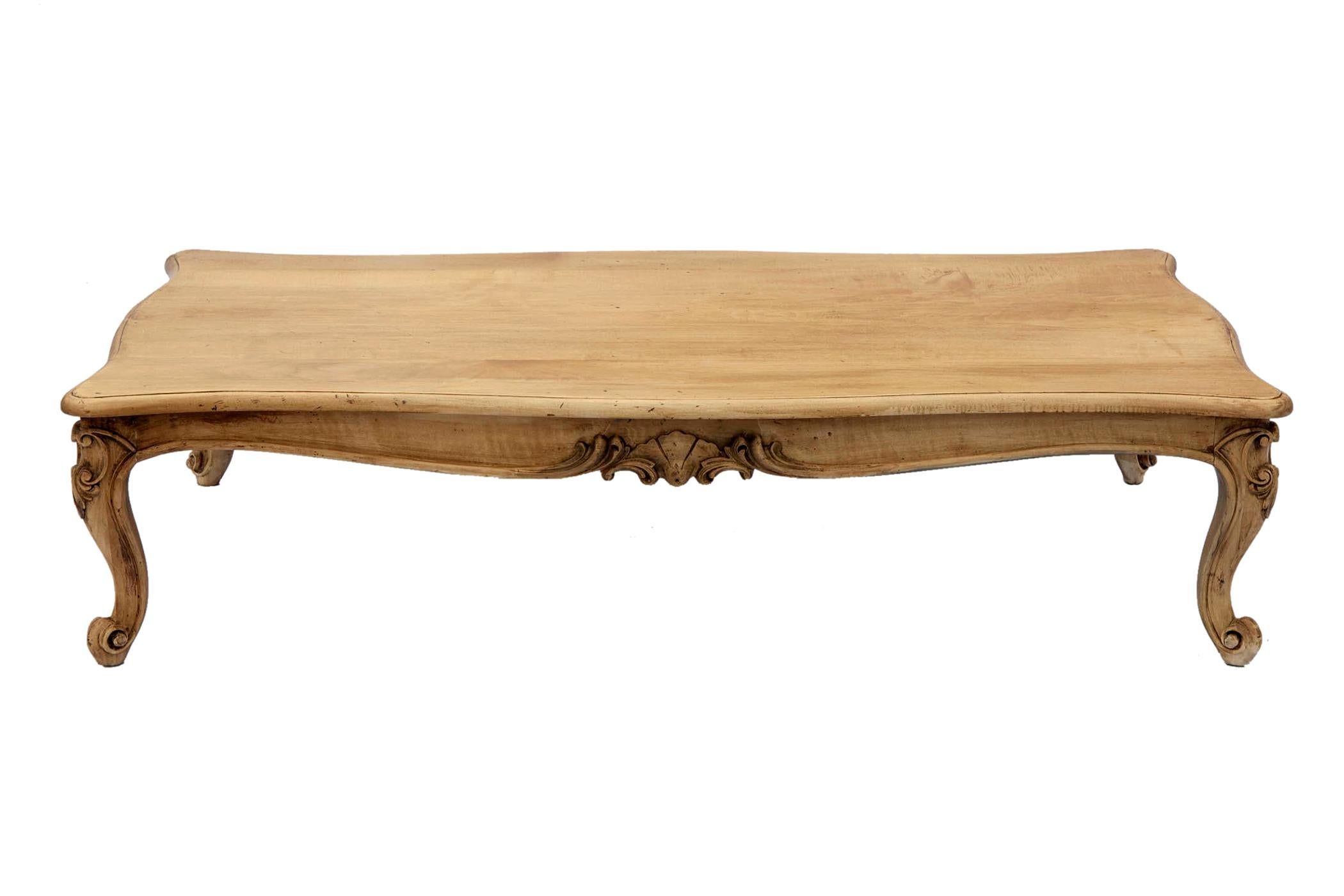 Hand Carved Beech Oversized Cocktail Table For Sale 3