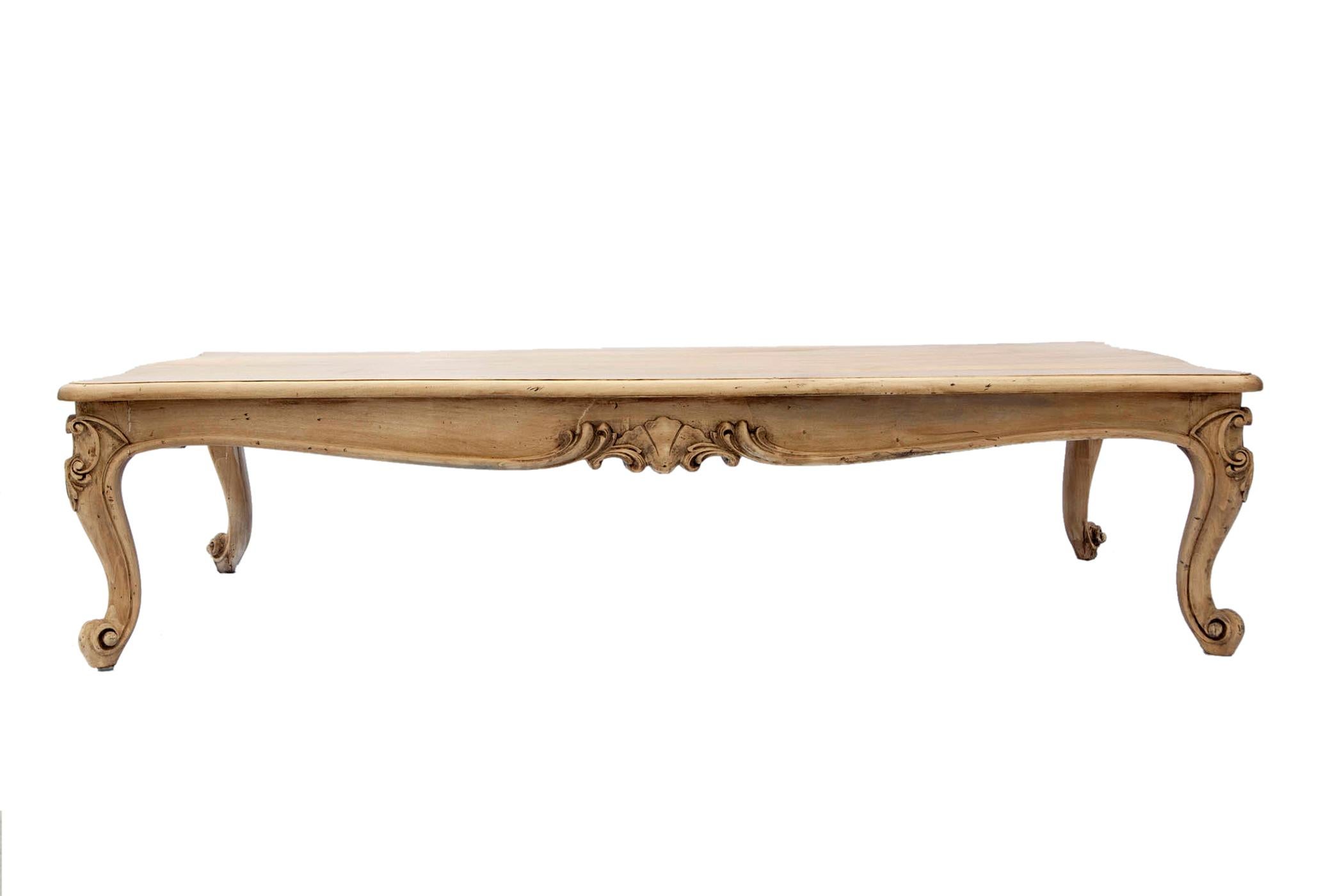 Hand Carved Beech Oversized Cocktail Table For Sale 1
