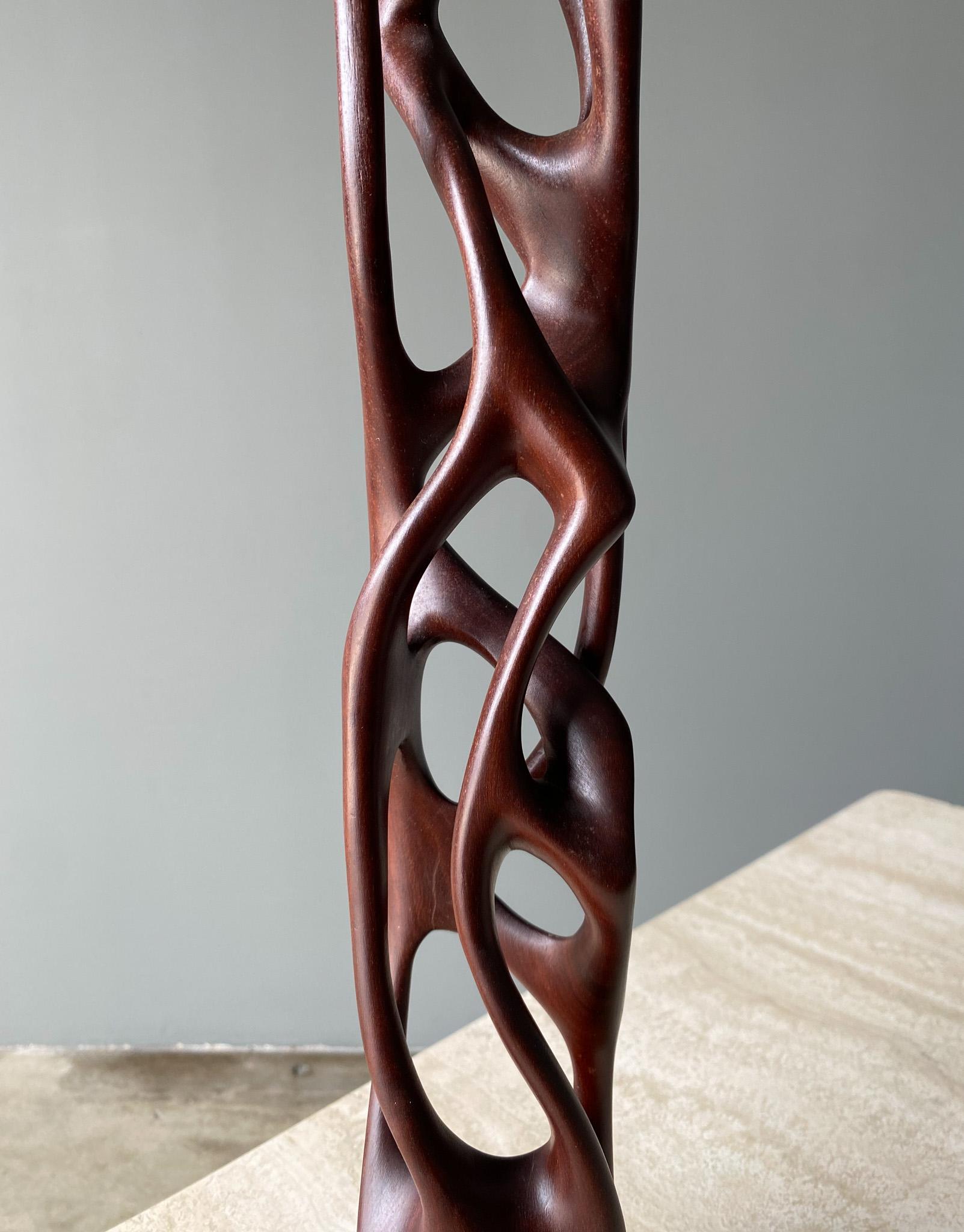 Mid-Century Modern Hand Carved Biomorphic Wooden Sculpture  For Sale