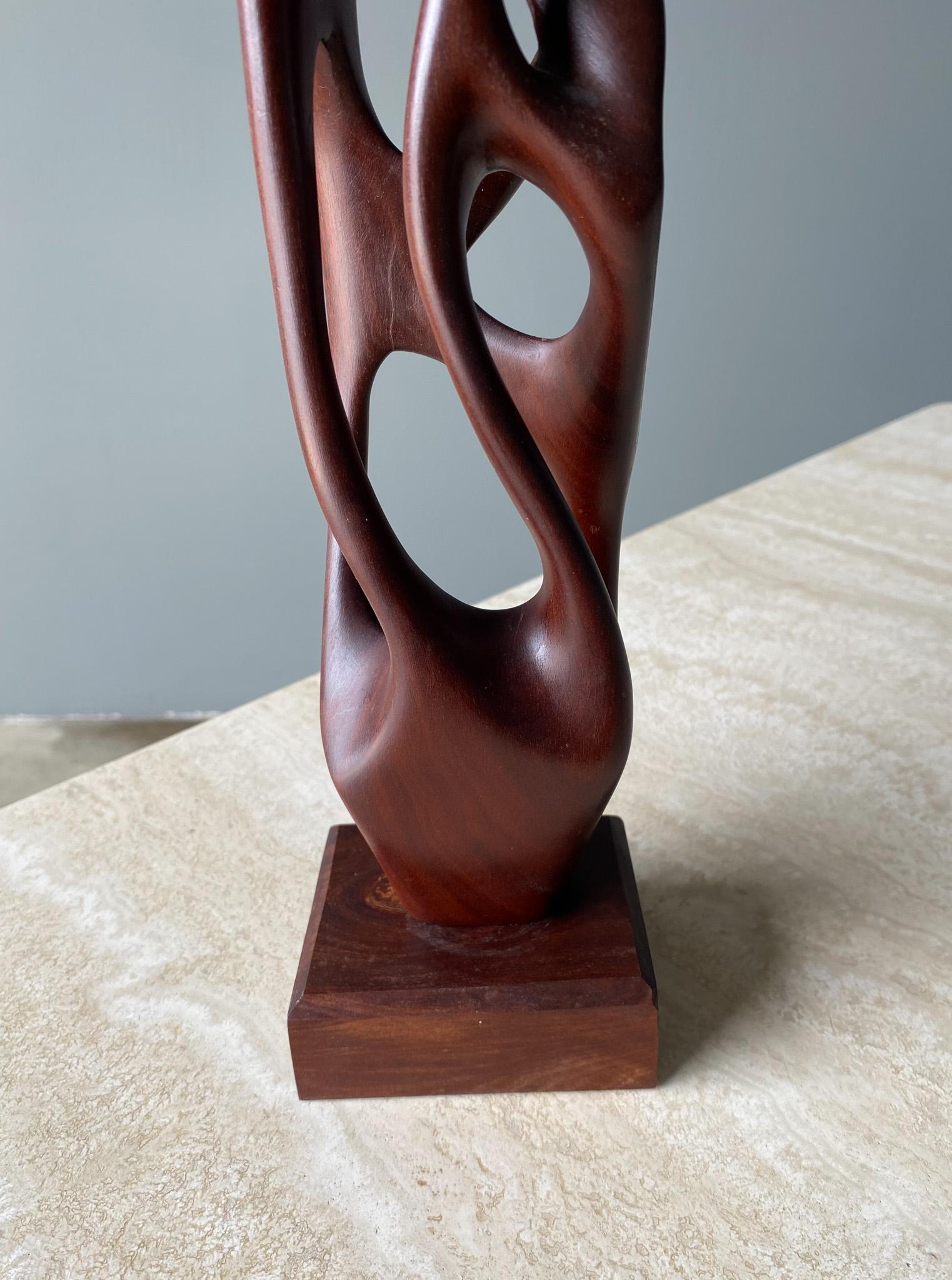 Hand-Carved Hand Carved Biomorphic Wooden Sculpture  For Sale