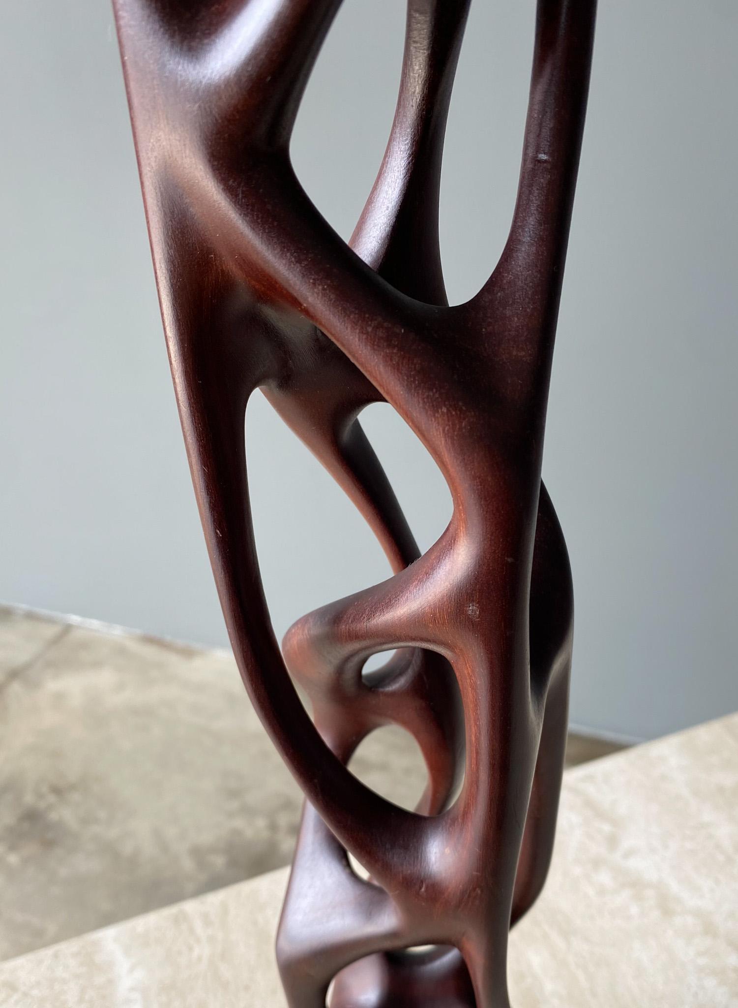 Hand Carved Biomorphic Wooden Sculpture  For Sale 1