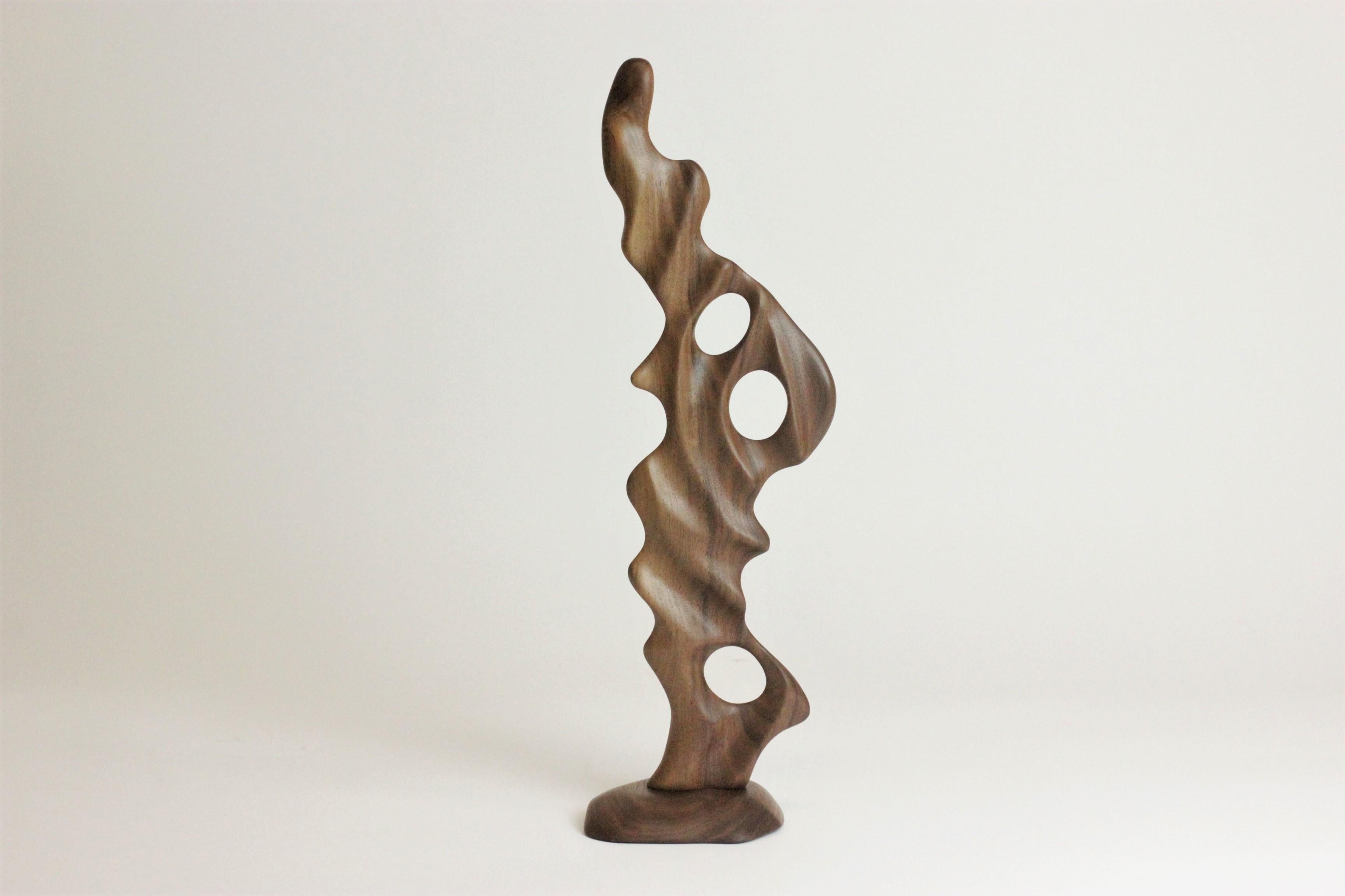 Contemporary Hand Carved Biomorphic Wooden Sculpture II For Sale