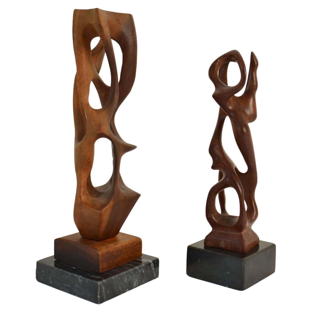 Hand Carved Biomorphic Wooden Sculptures For Sale at 1stDibs