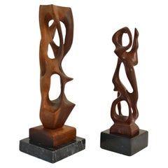 Hand Carved Biomorphic Wooden Sculptures