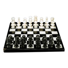 Hand-Carved Black and White Onyx Chess Set