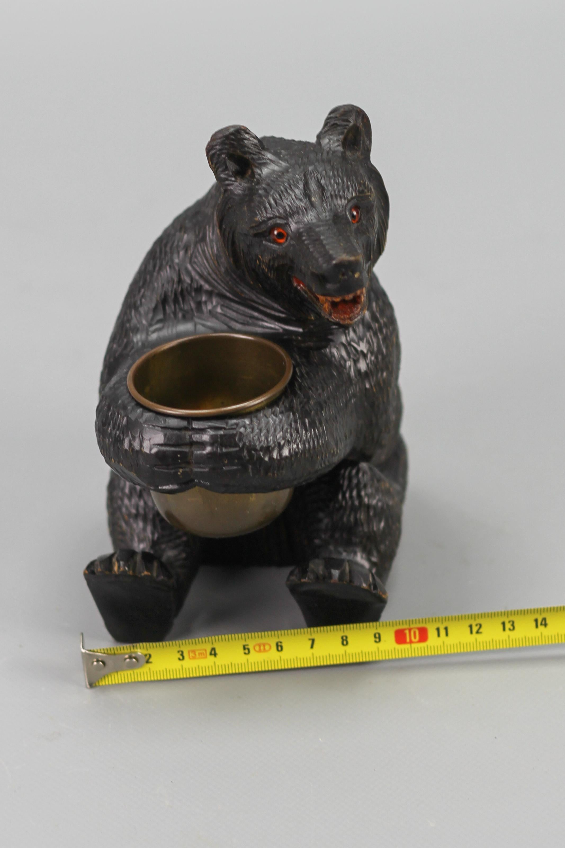 Hand-Carved Black Forest Bear with Copper Pot 8