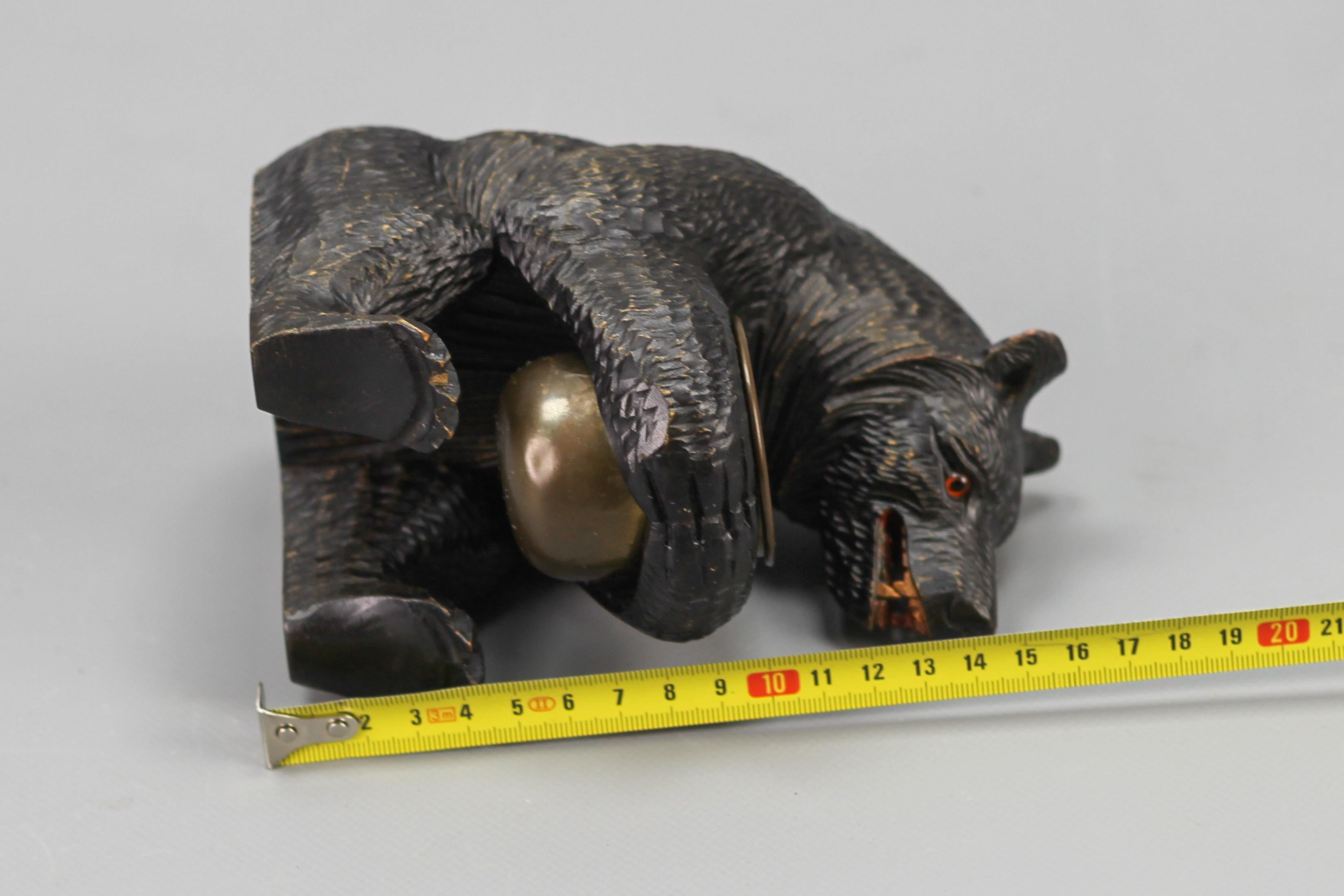 Hand-Carved Black Forest Bear with Copper Pot 9