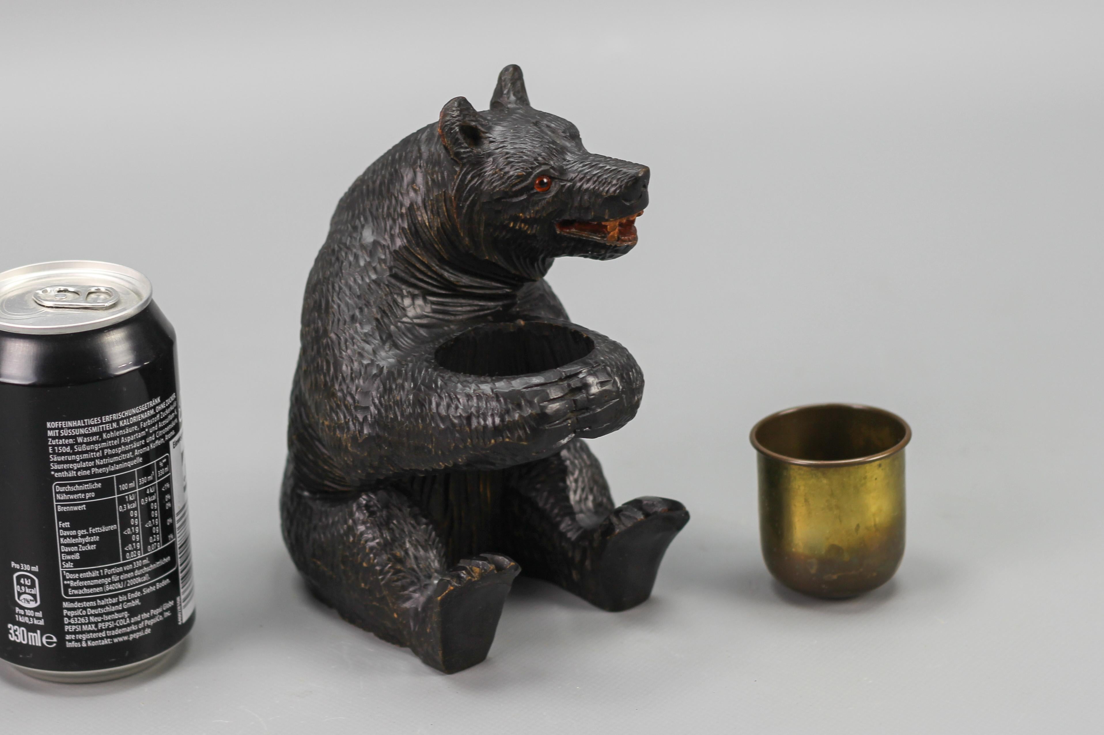 Hand-Carved Black Forest Bear with Copper Pot 10