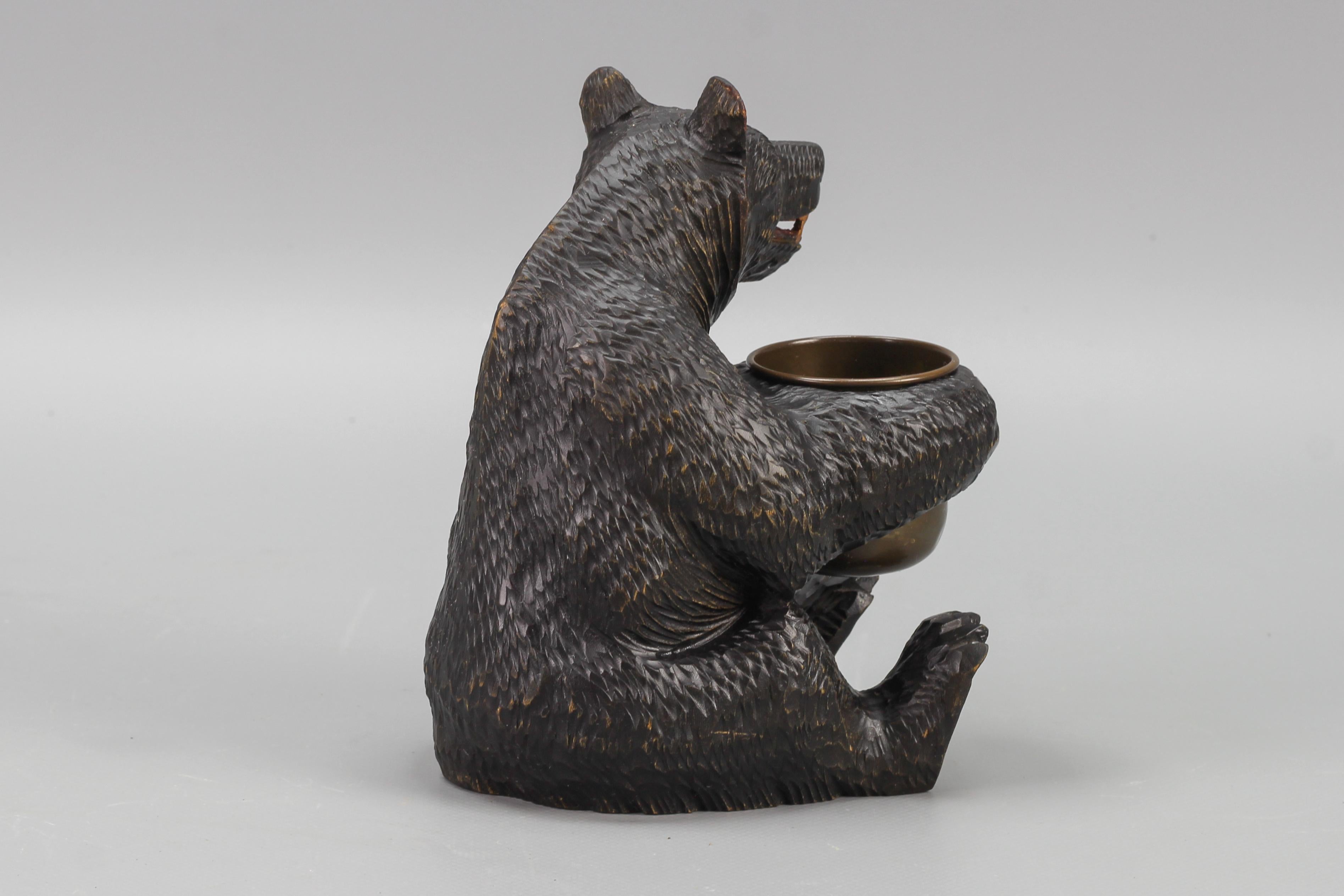 Hand-Carved Black Forest Bear with Copper Pot 1