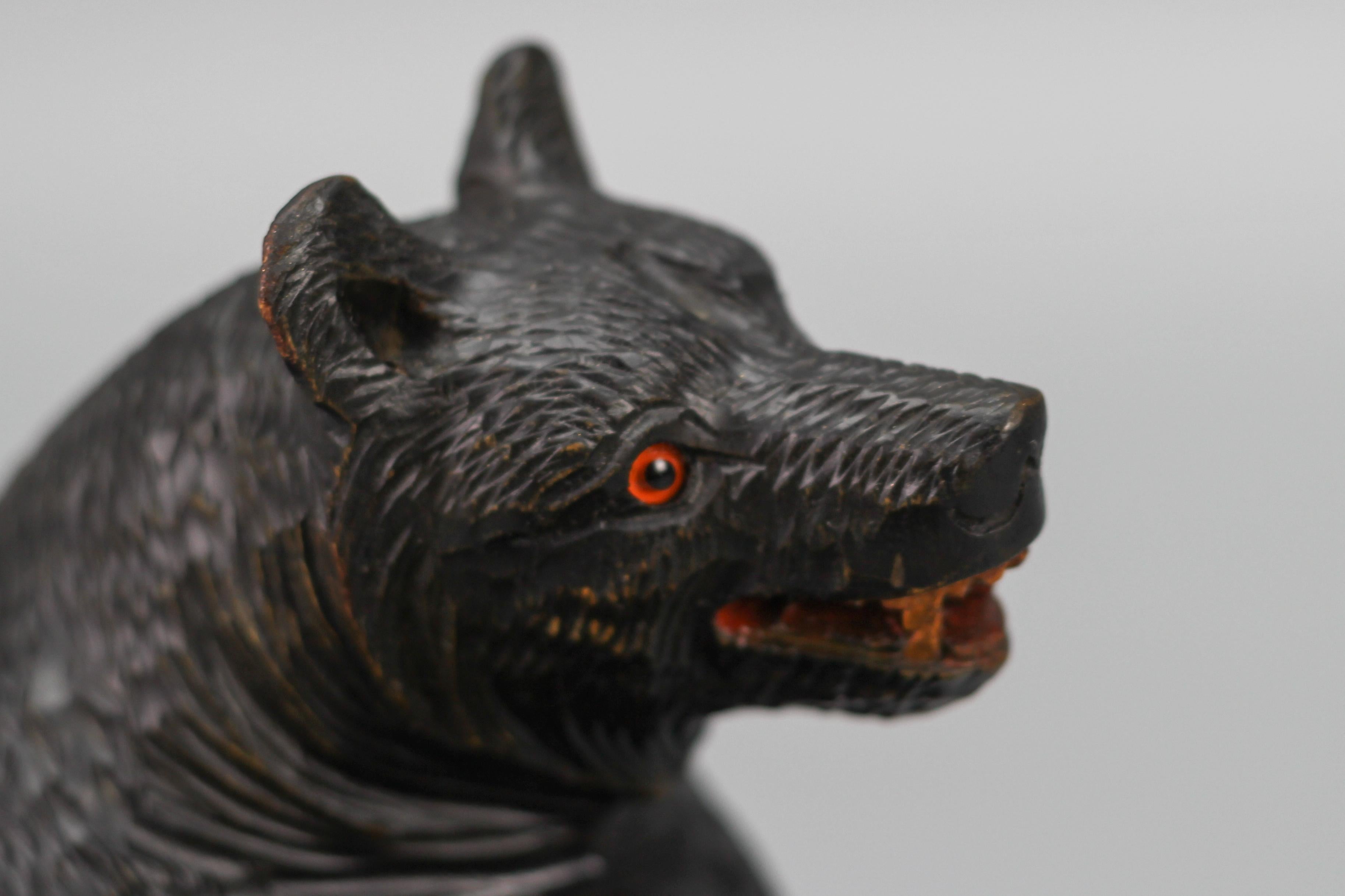 Hand-Carved Black Forest Bear with Copper Pot 3