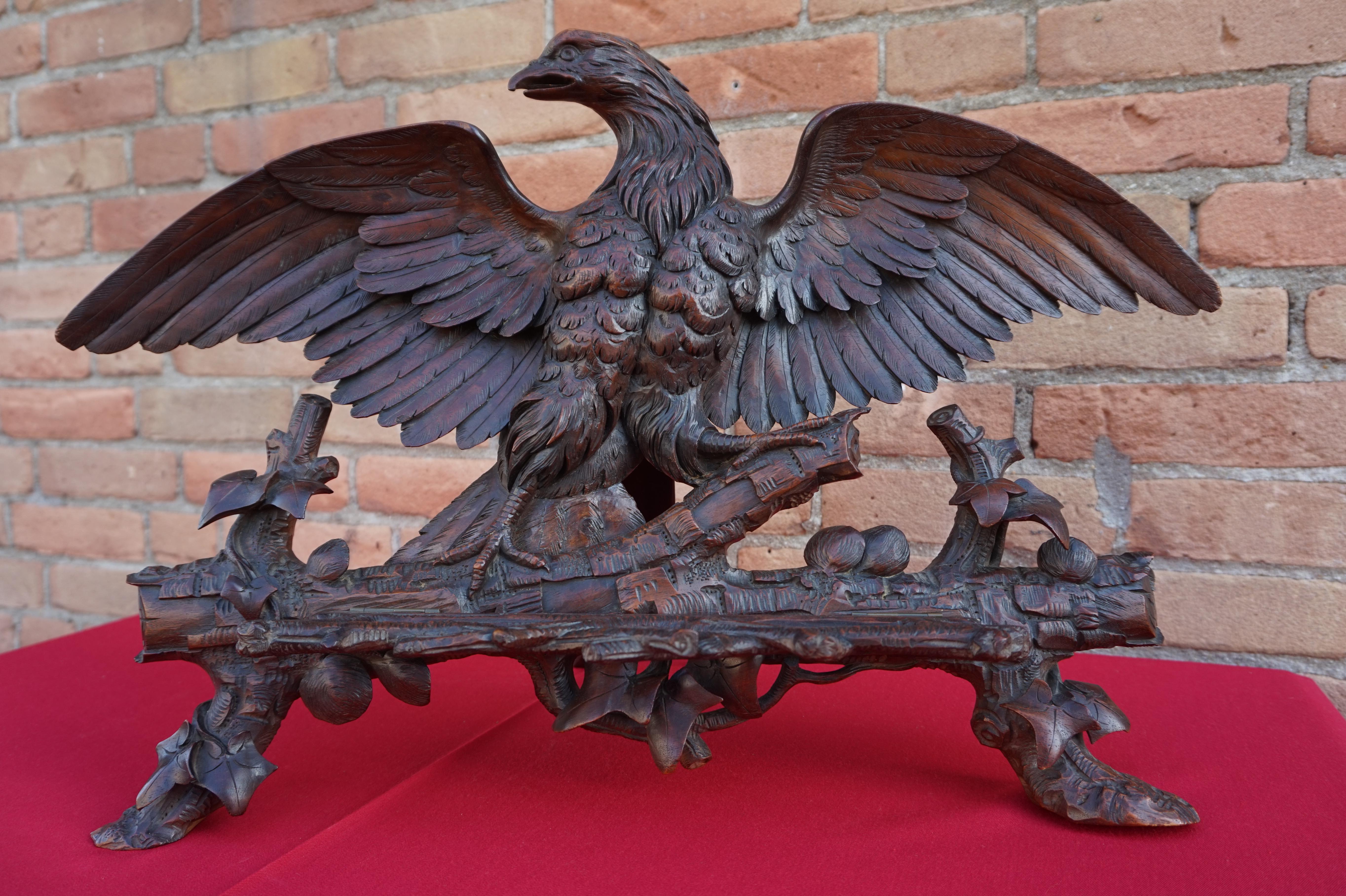 Hand Carved 19th Century Swiss Black Forest Nutwood Eagle Sculpture / Book Stand 5