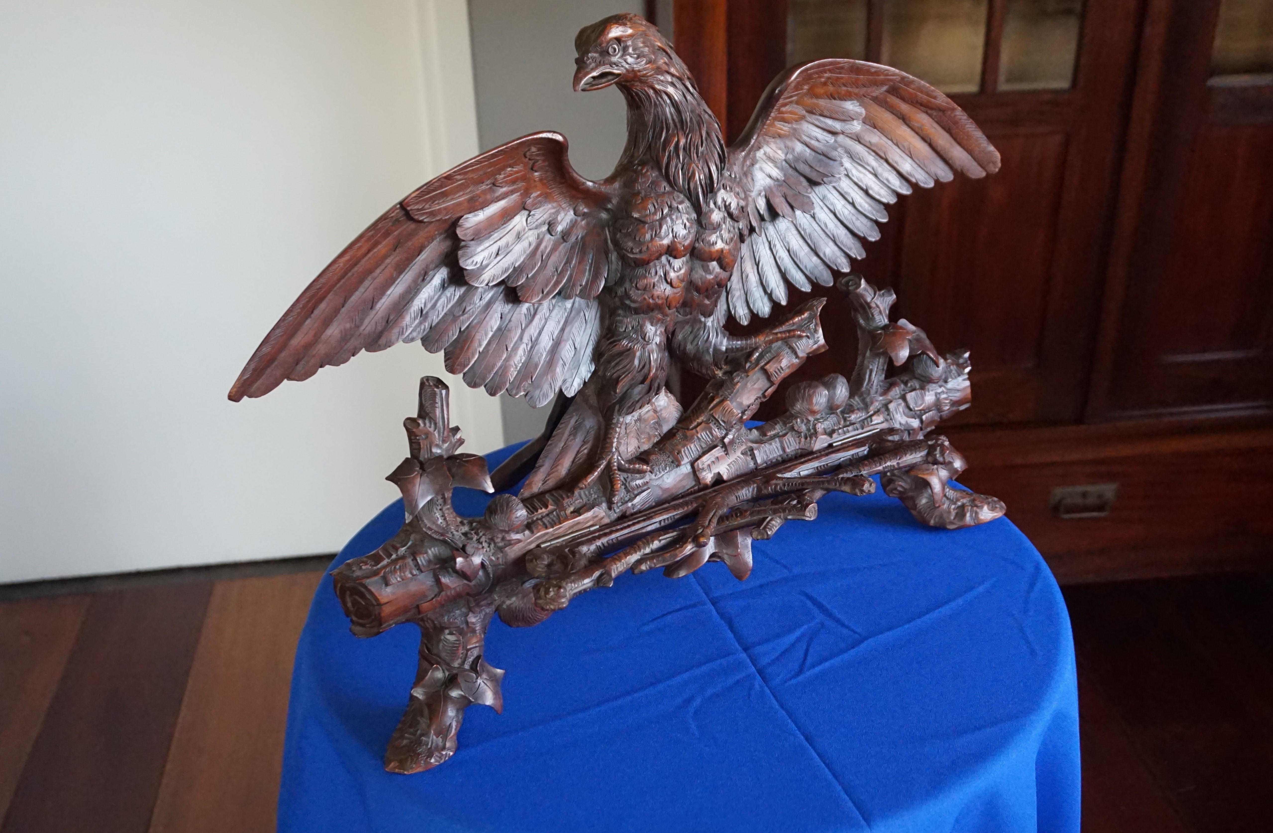 Hand Carved 19th Century Swiss Black Forest Nutwood Eagle Sculpture / Book Stand 10