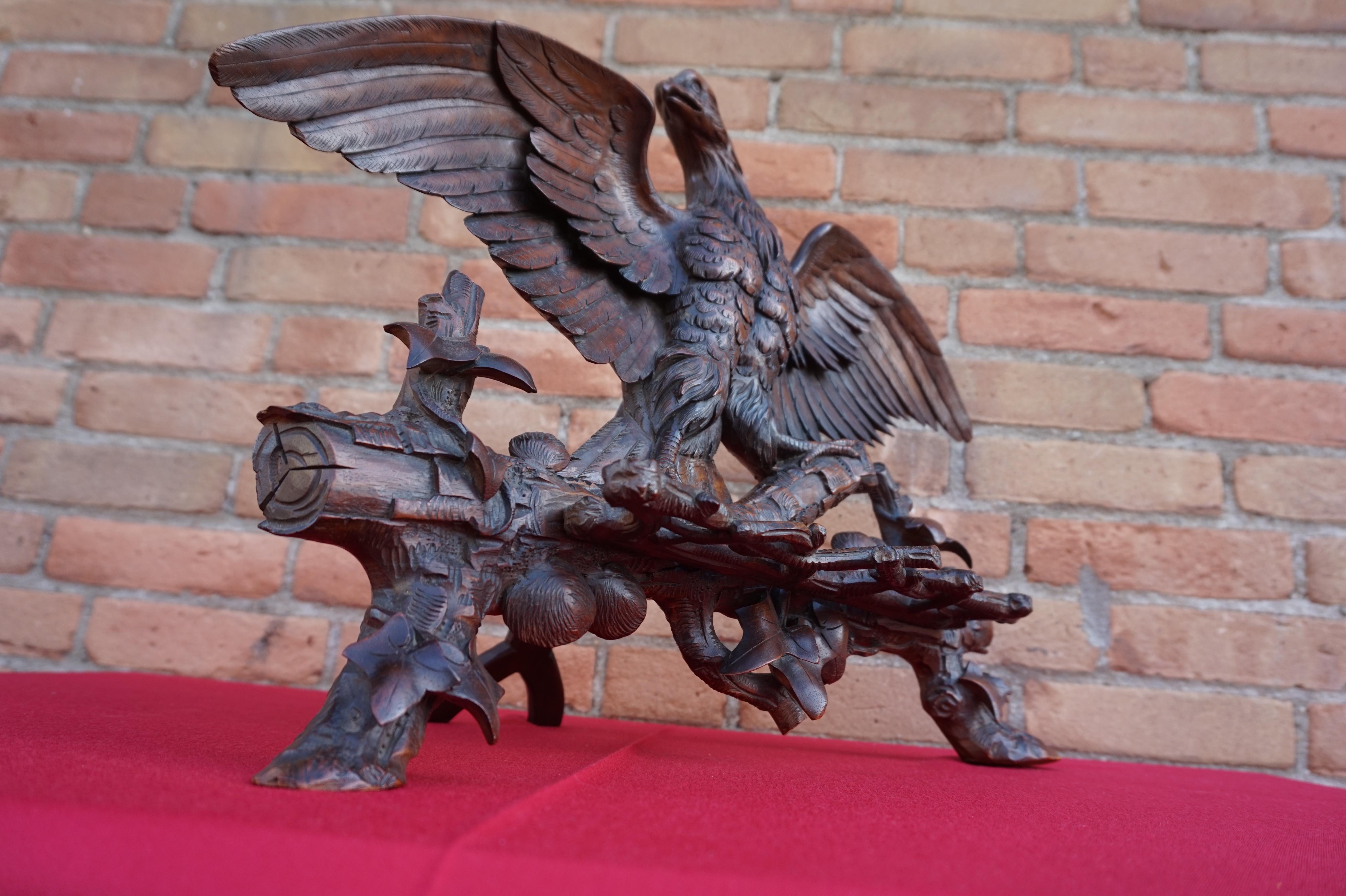 Hand Carved 19th Century Swiss Black Forest Nutwood Eagle Sculpture / Book Stand 11