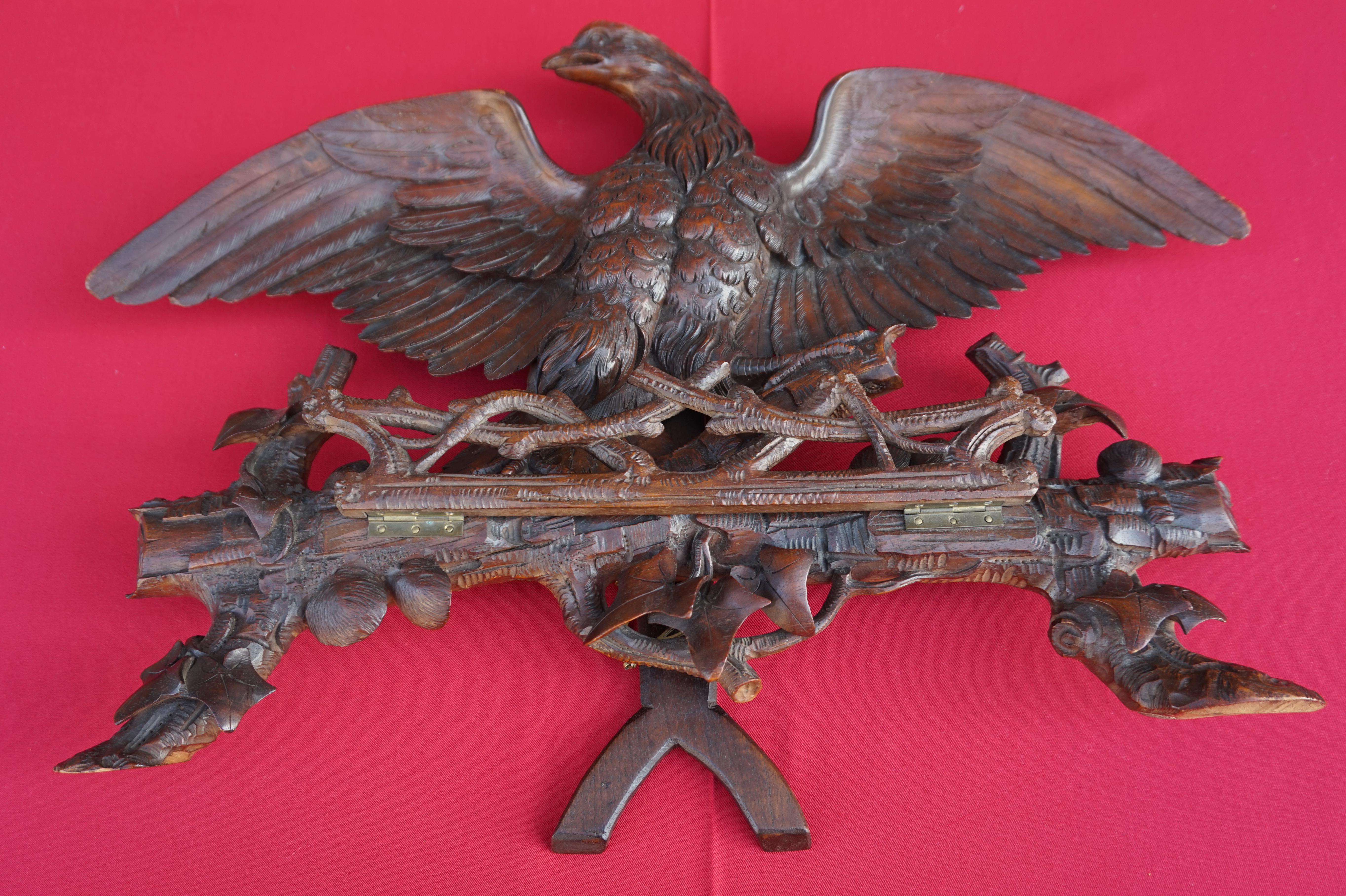 Hand Carved 19th Century Swiss Black Forest Nutwood Eagle Sculpture / Book Stand 13