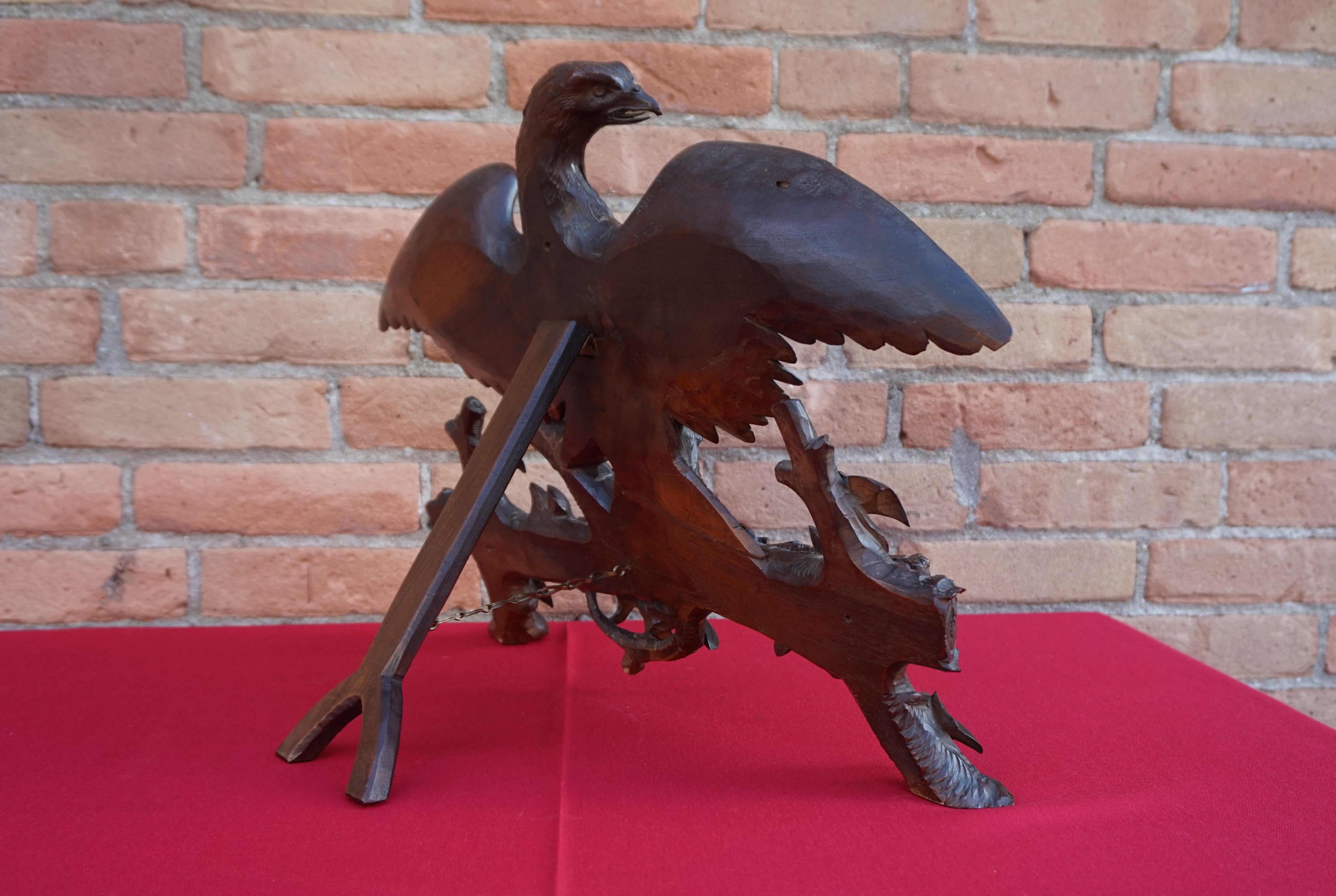 Hand Carved 19th Century Swiss Black Forest Nutwood Eagle Sculpture / Book Stand 14