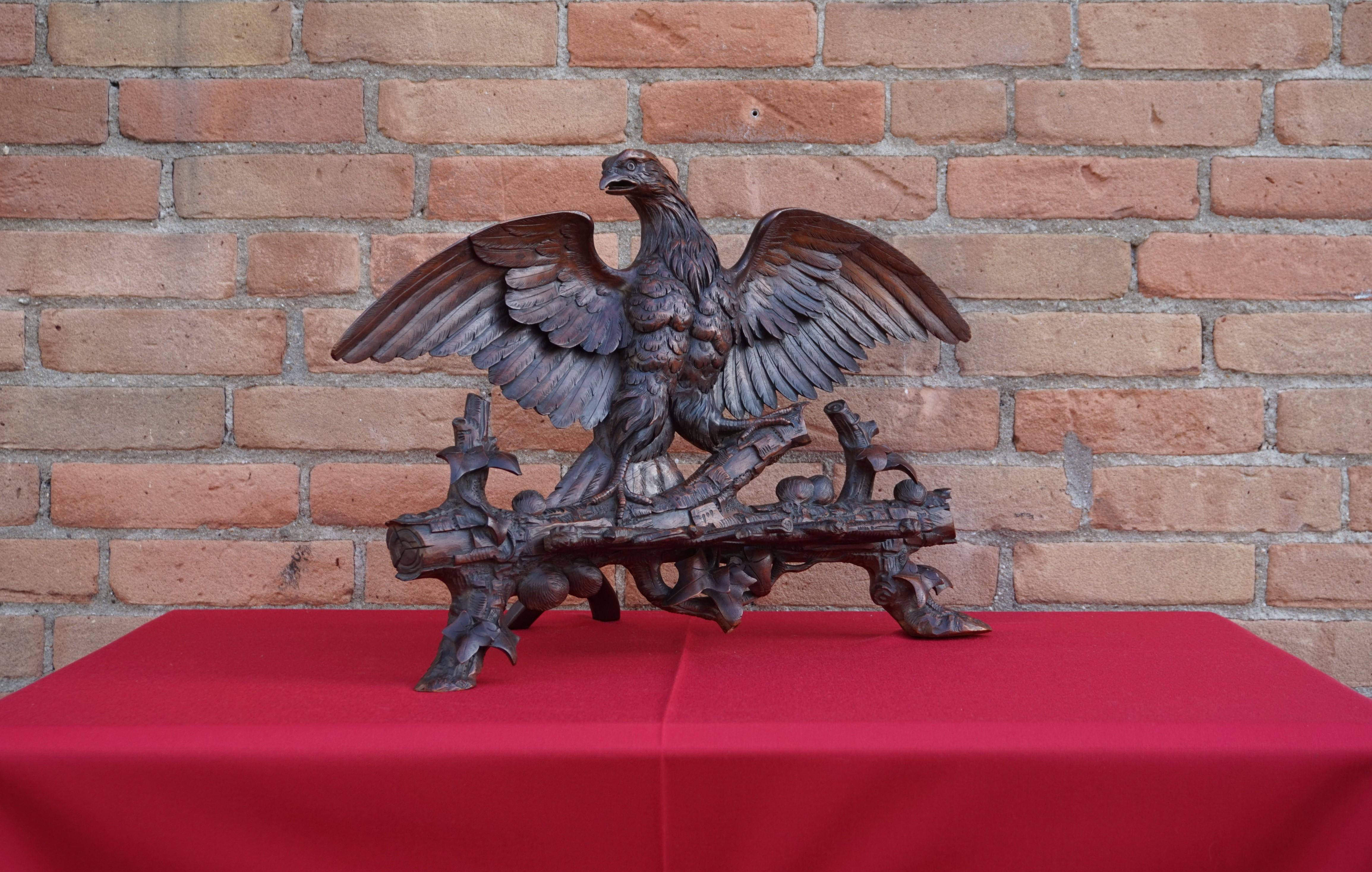 Hand Carved 19th Century Swiss Black Forest Nutwood Eagle Sculpture / Book Stand 15
